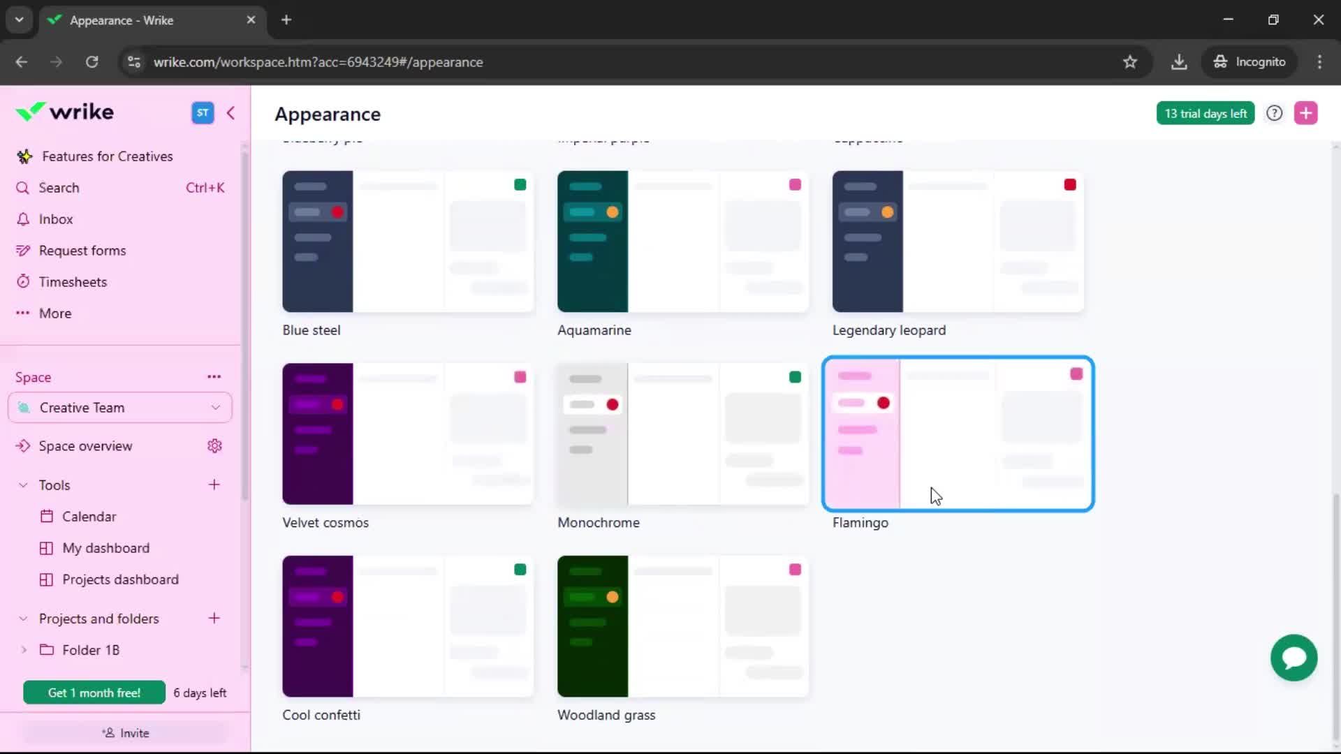 Customizing appearance screenshot