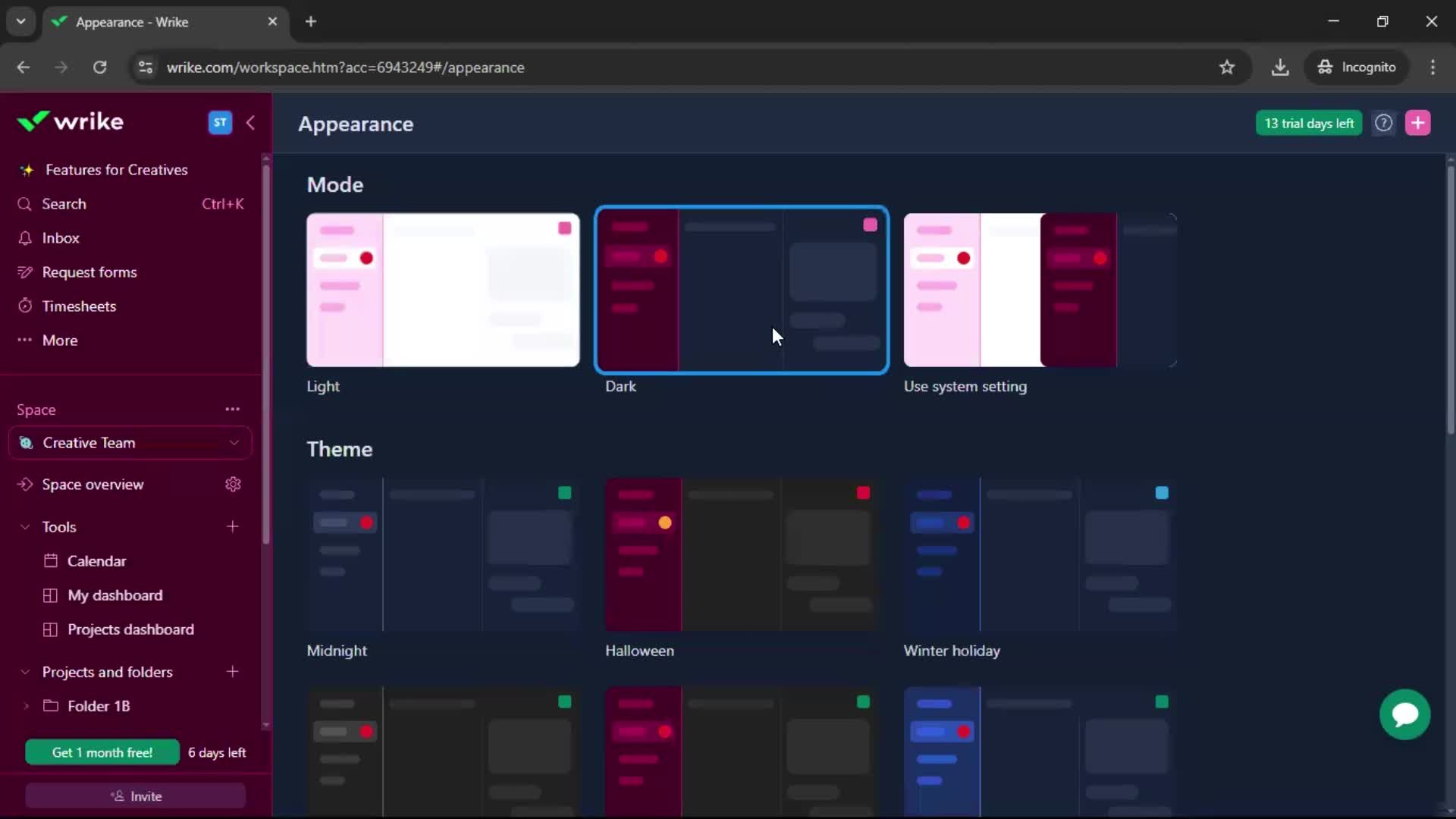 Customizing appearance screenshot