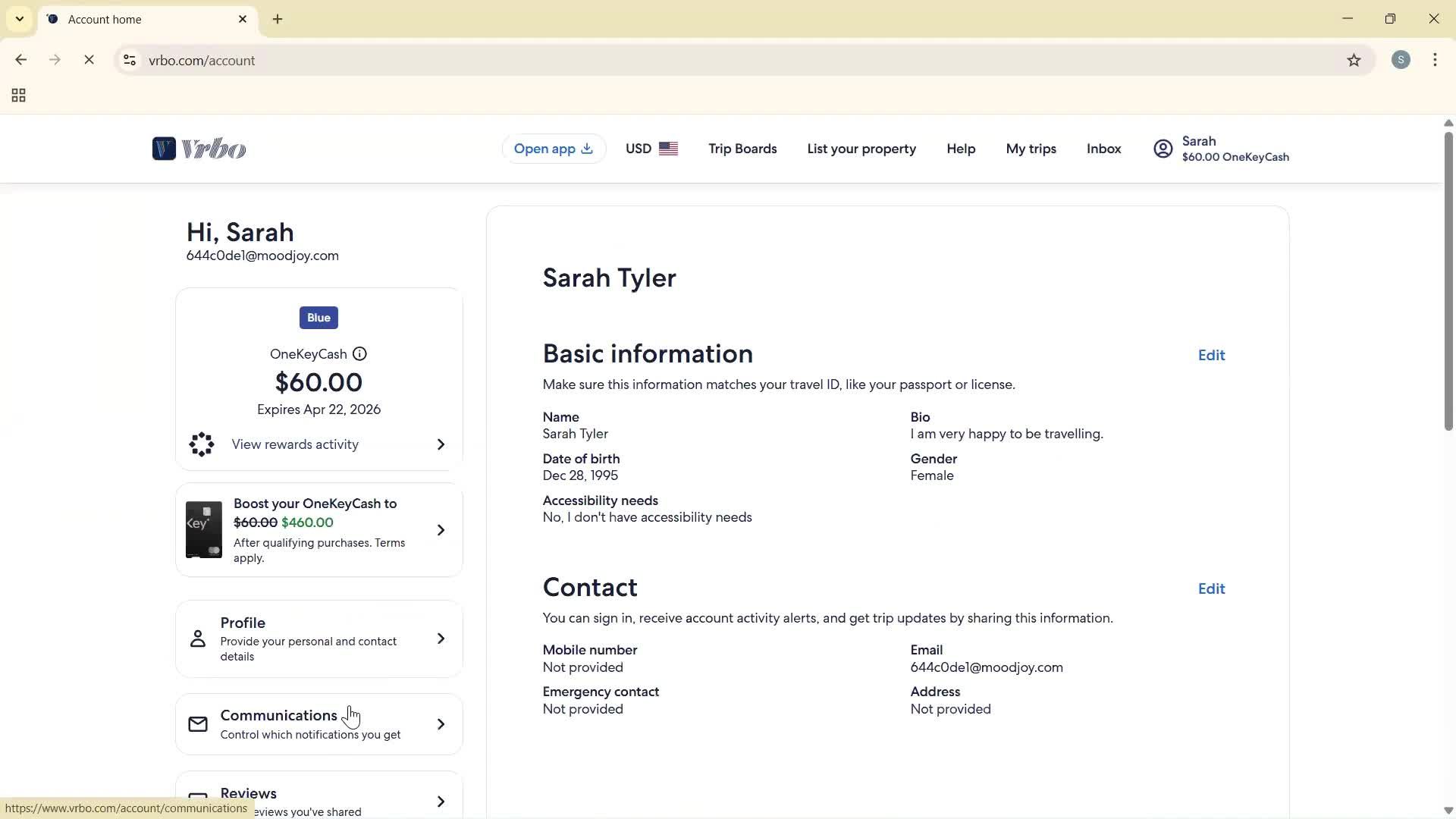 Deleting your account screenshot