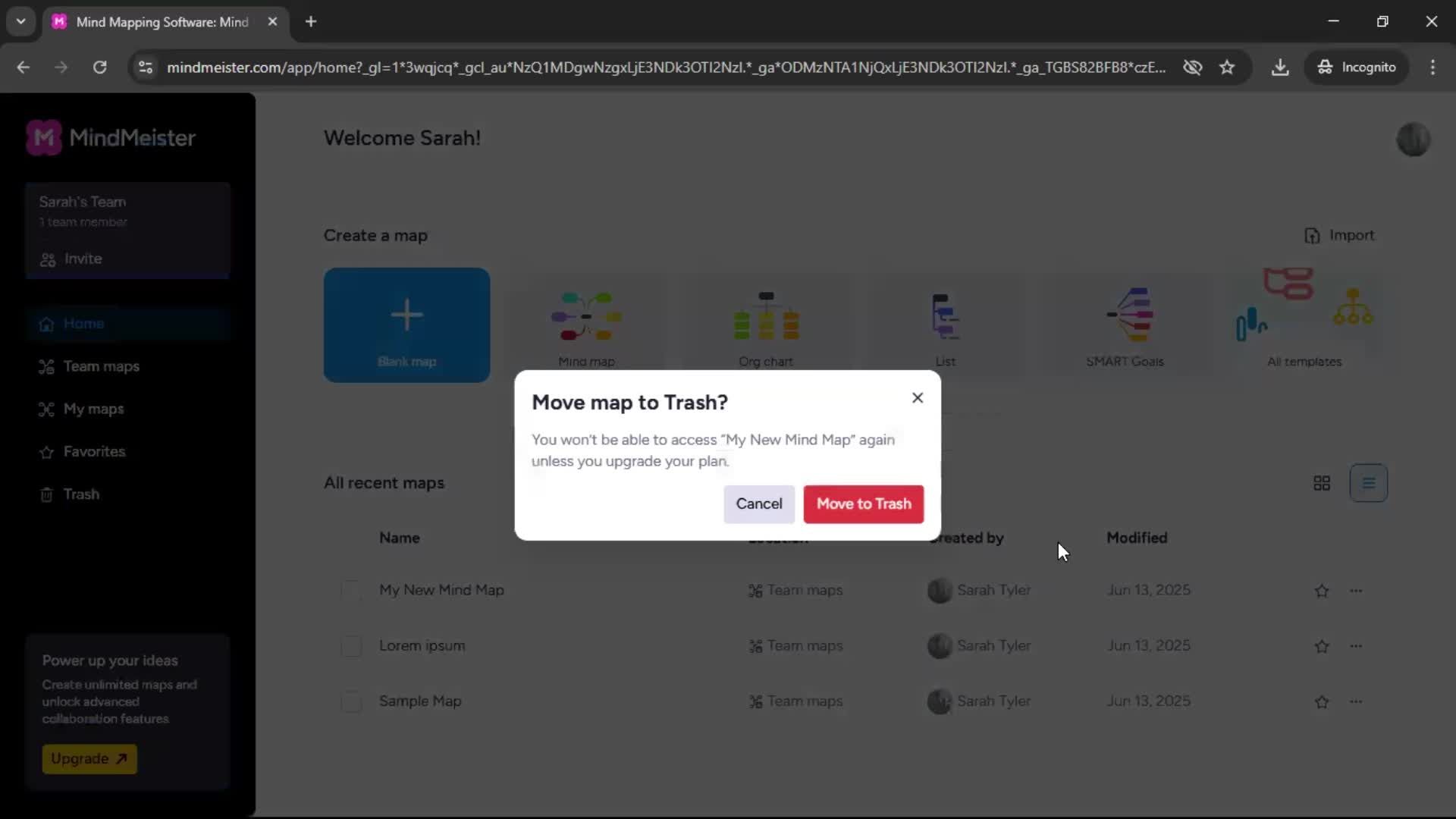 Deleting a map screenshot