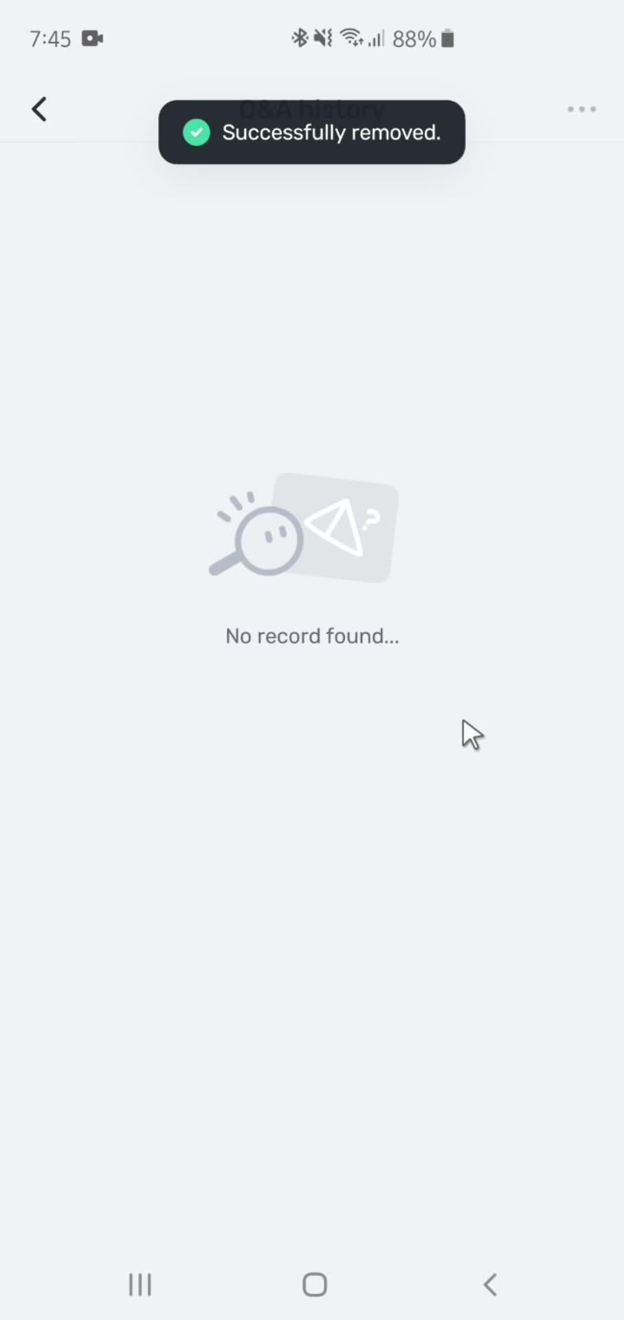 Deleting history screenshot