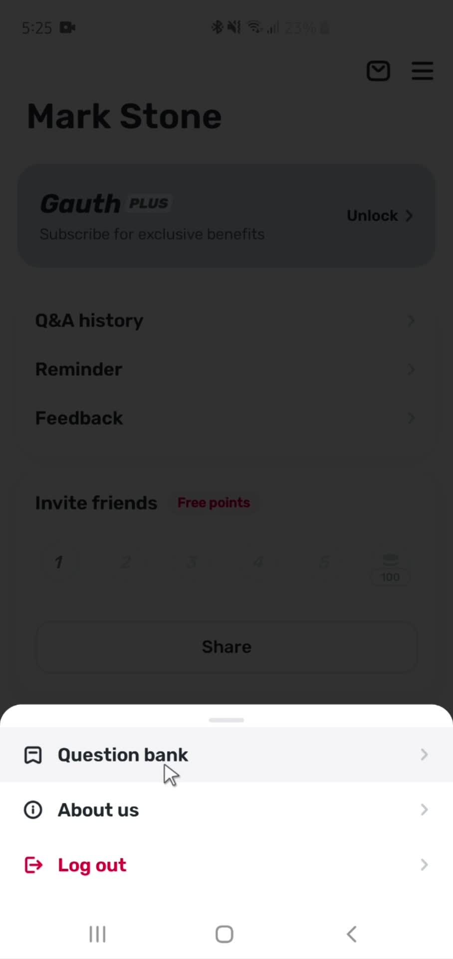 Deleting question bank screenshot