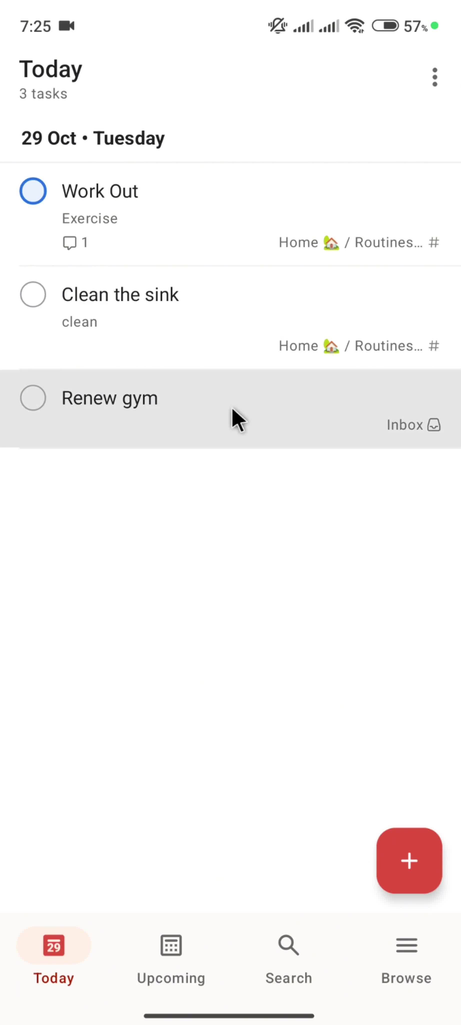 Deleting tasks screenshot
