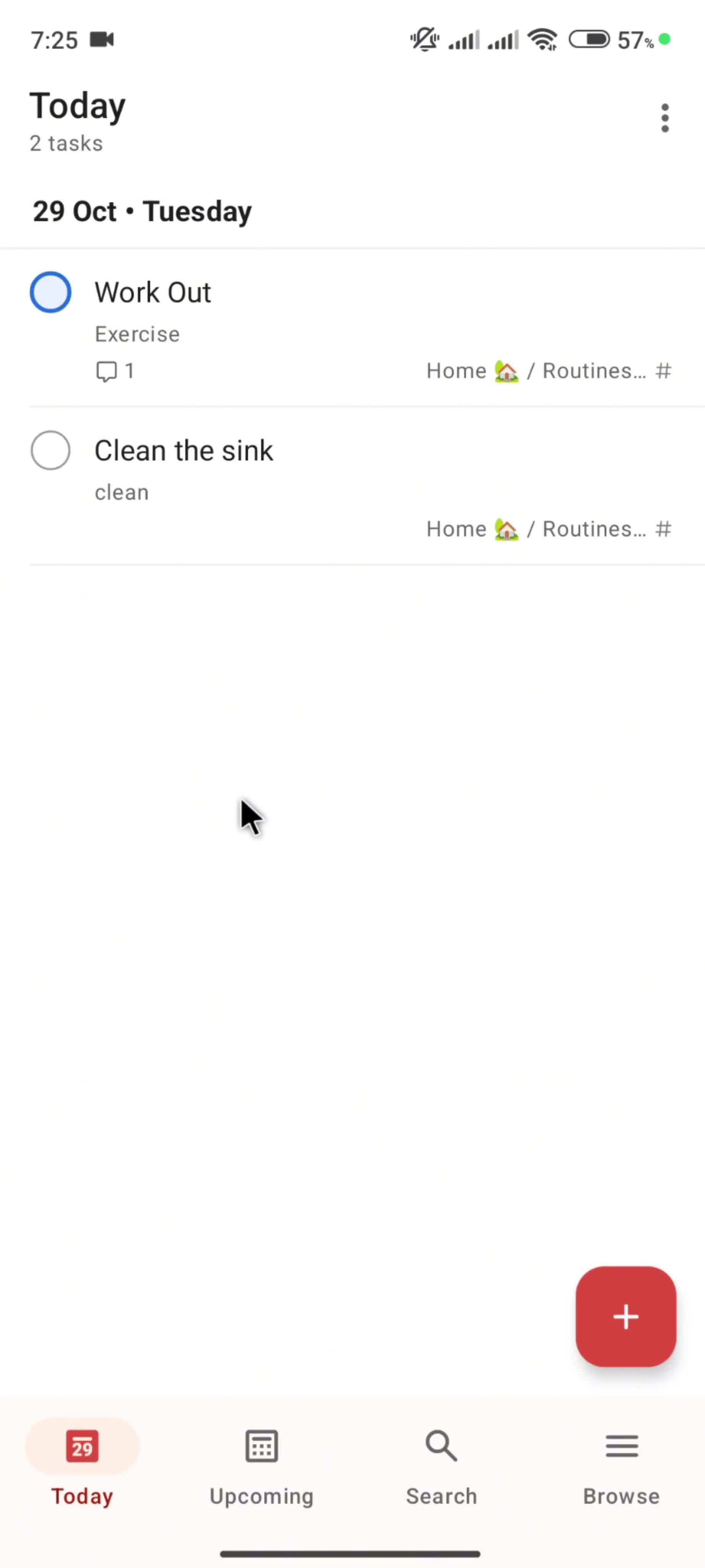 Deleting tasks screenshot