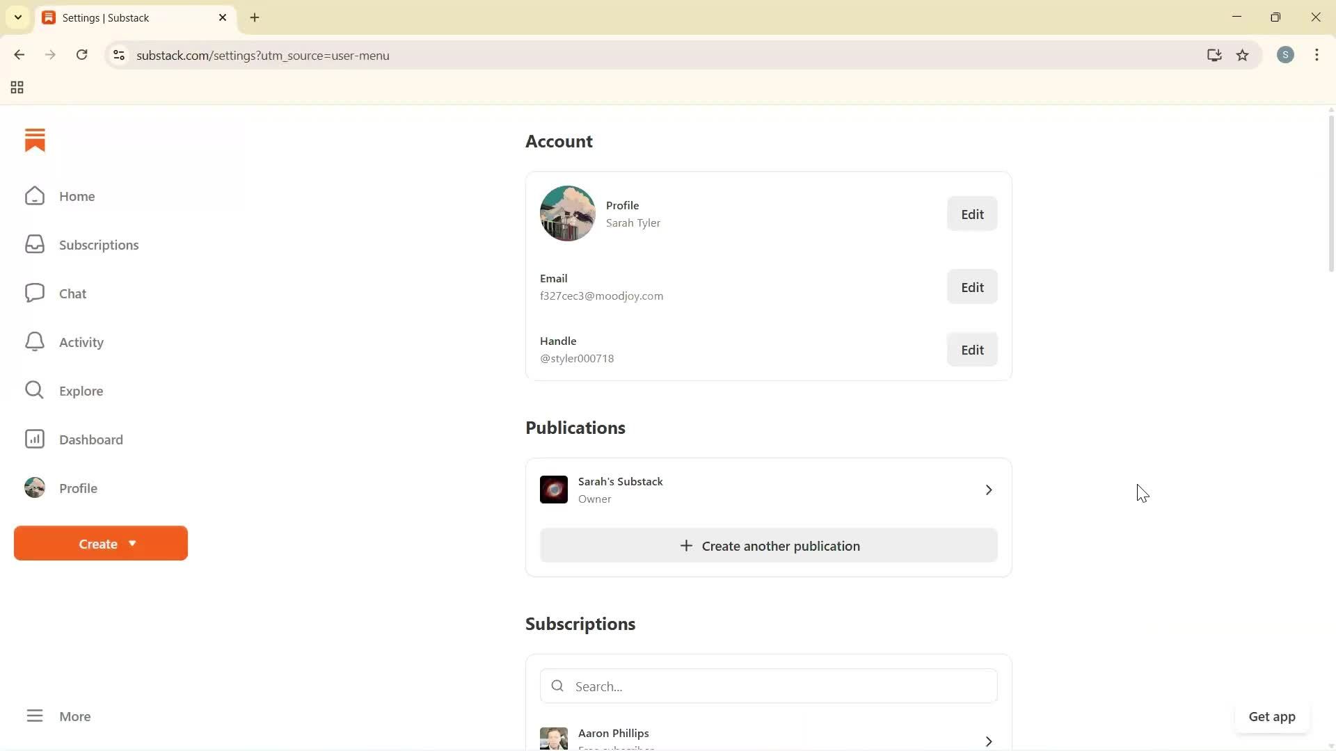 Deleting your account screenshot