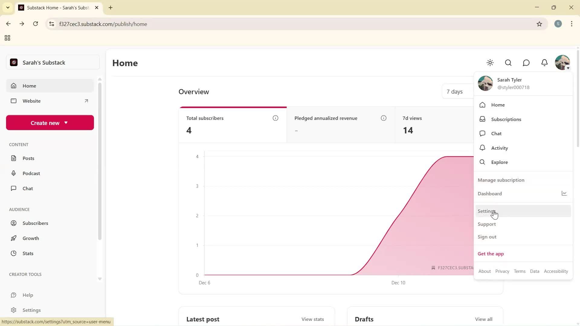 Deleting your account screenshot