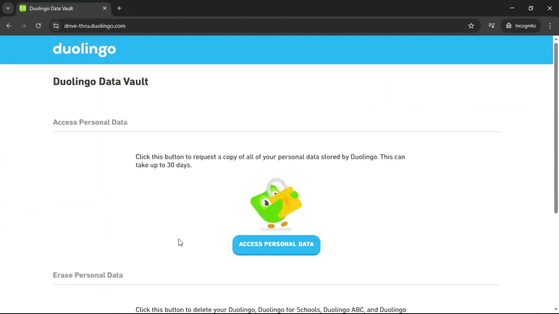 Deleting your account screenshot