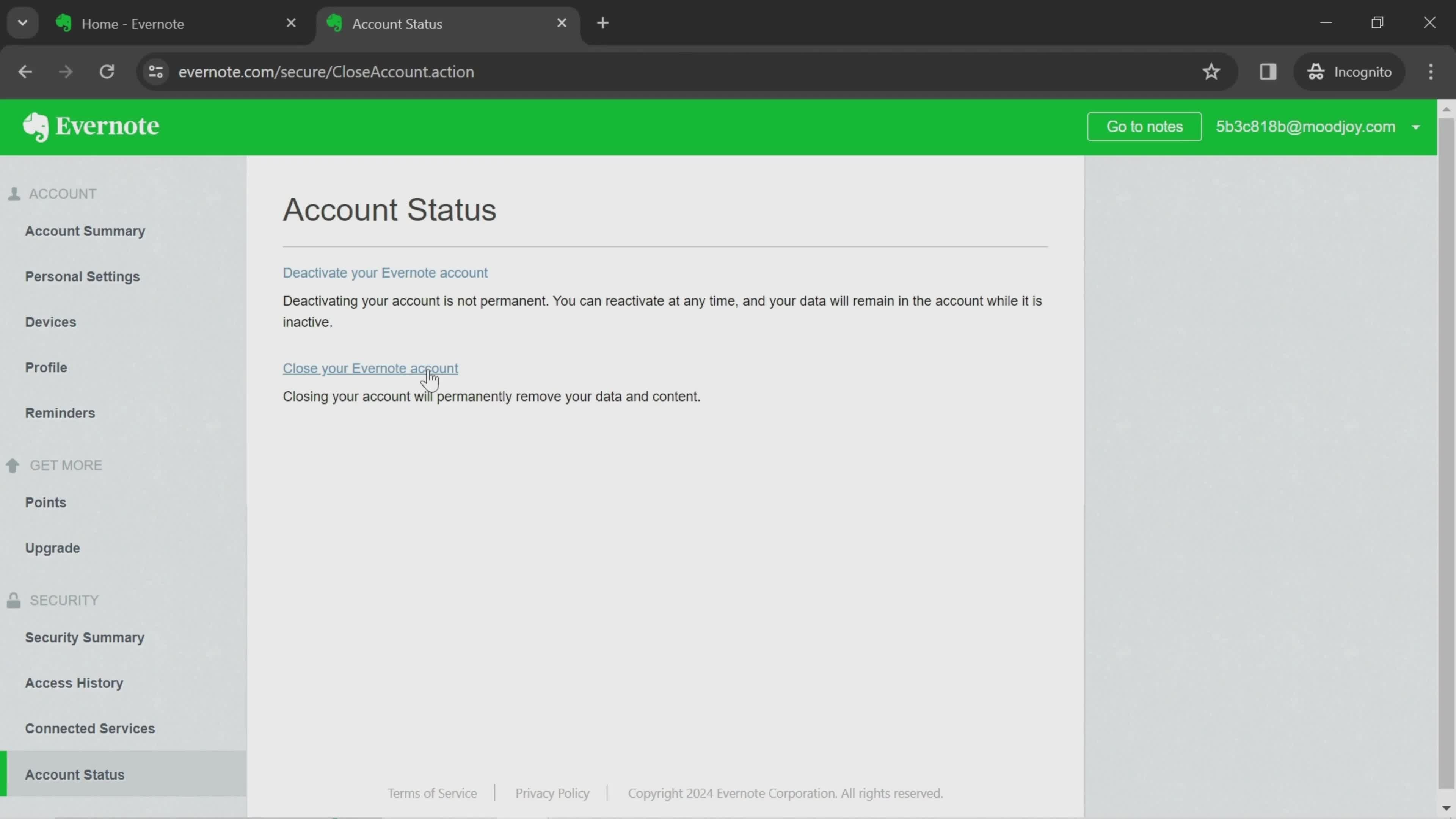 Deleting your account on Evernote video thumbnail