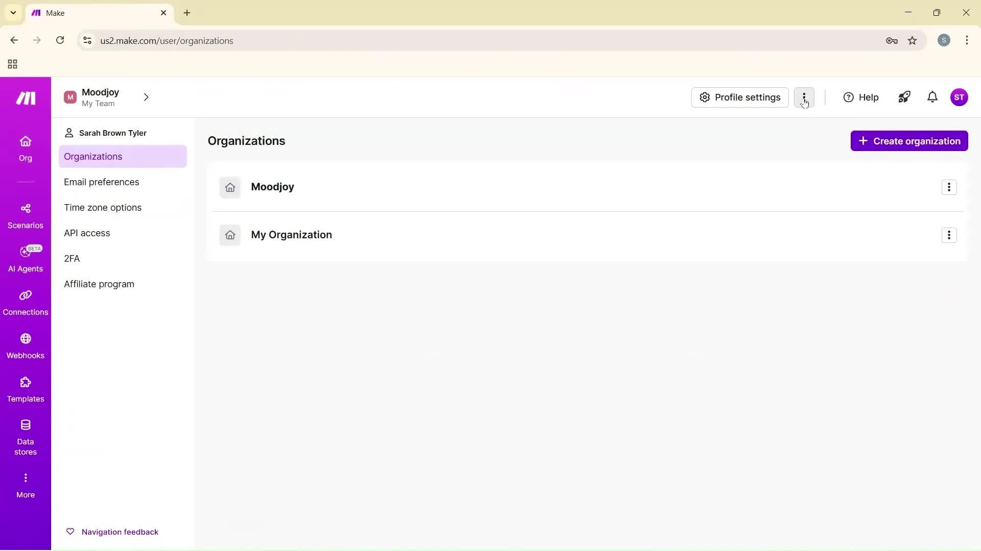 Deleting your account screenshot
