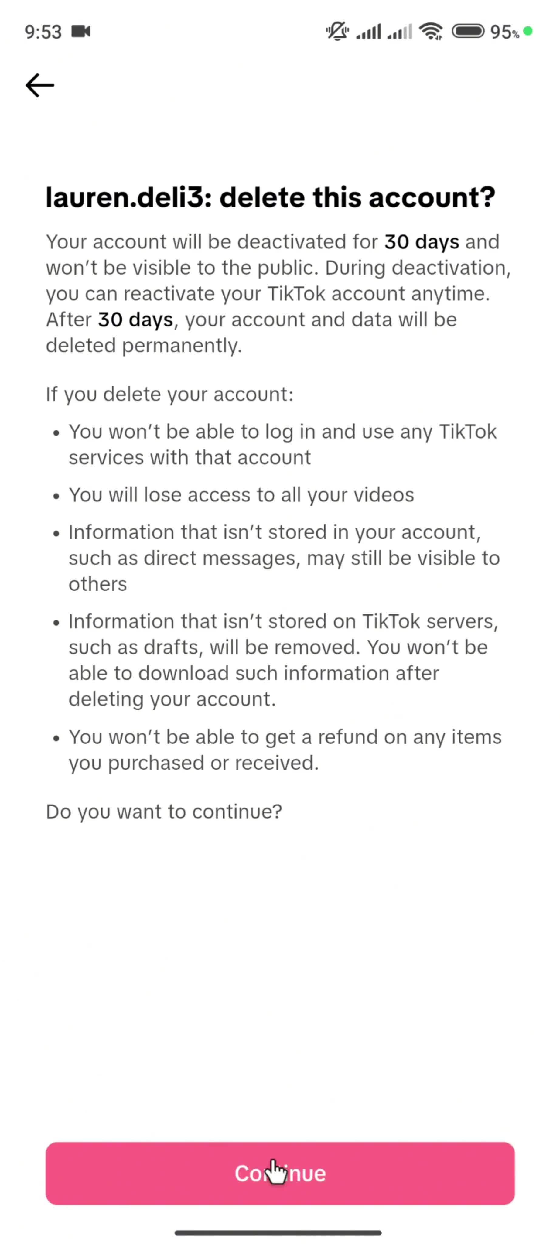 Deleting your account on TikTok video thumbnail