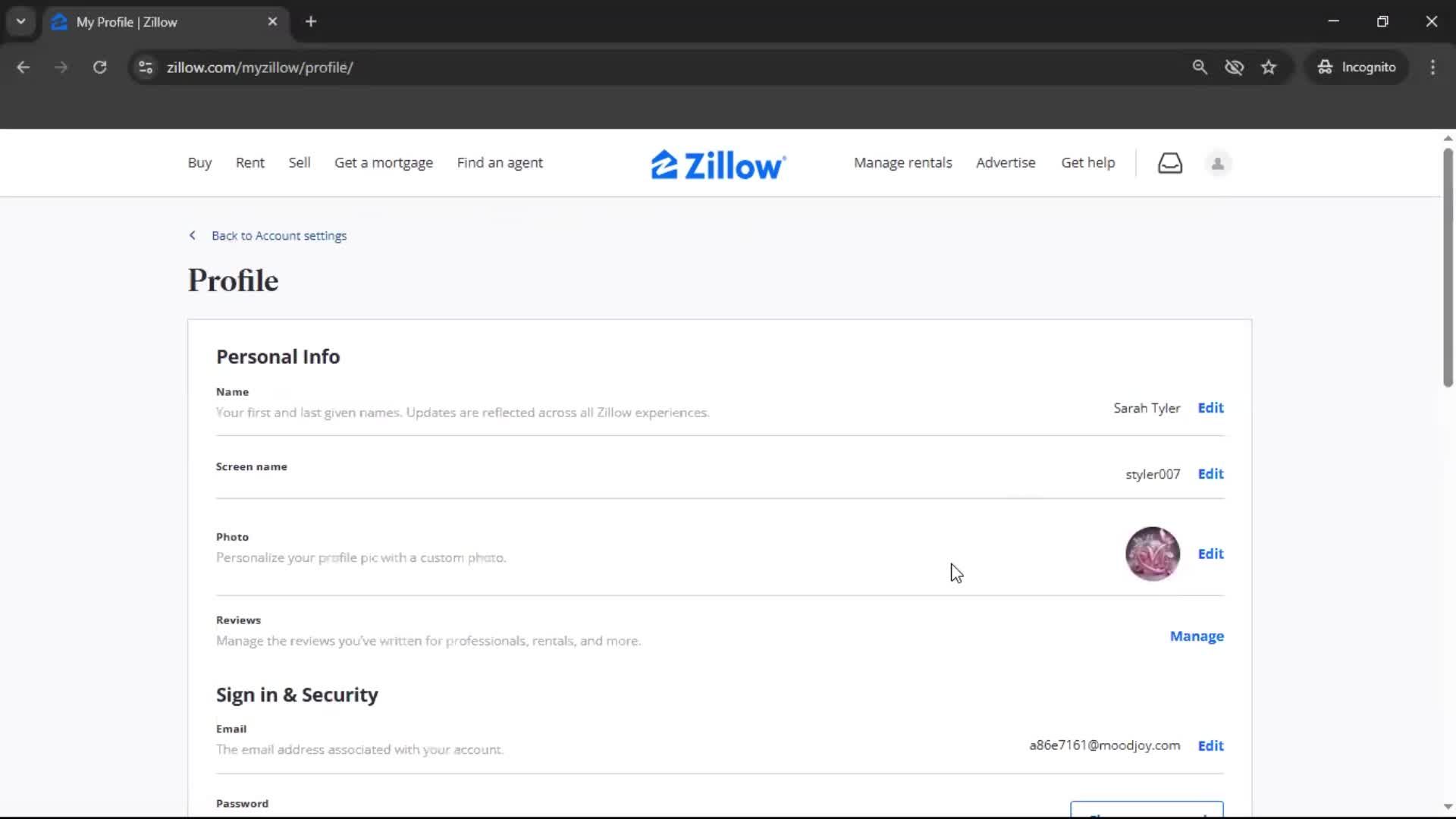 Deactivating your account screenshot