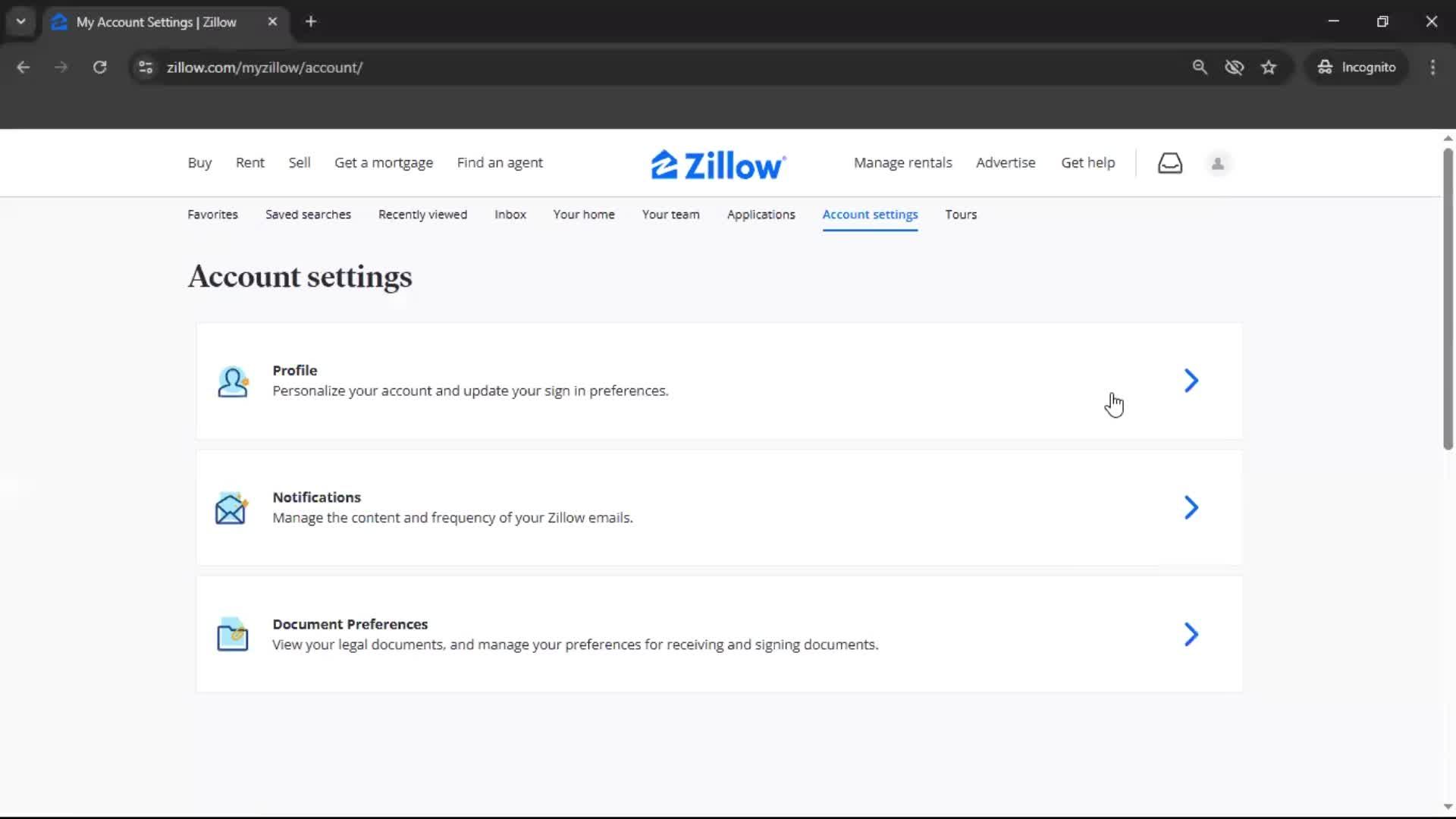 Deactivating your account screenshot