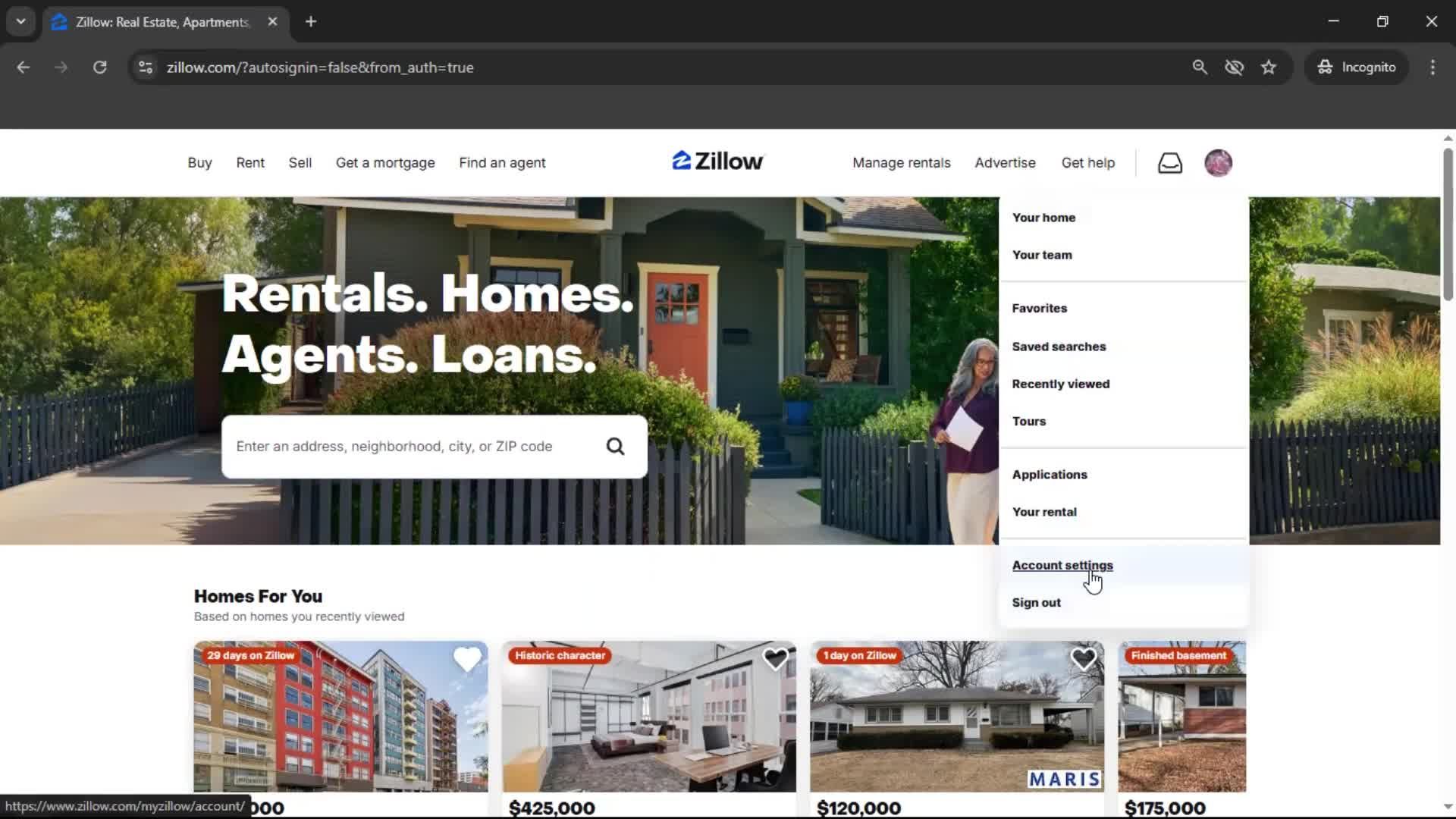 Deactivating your account screenshot