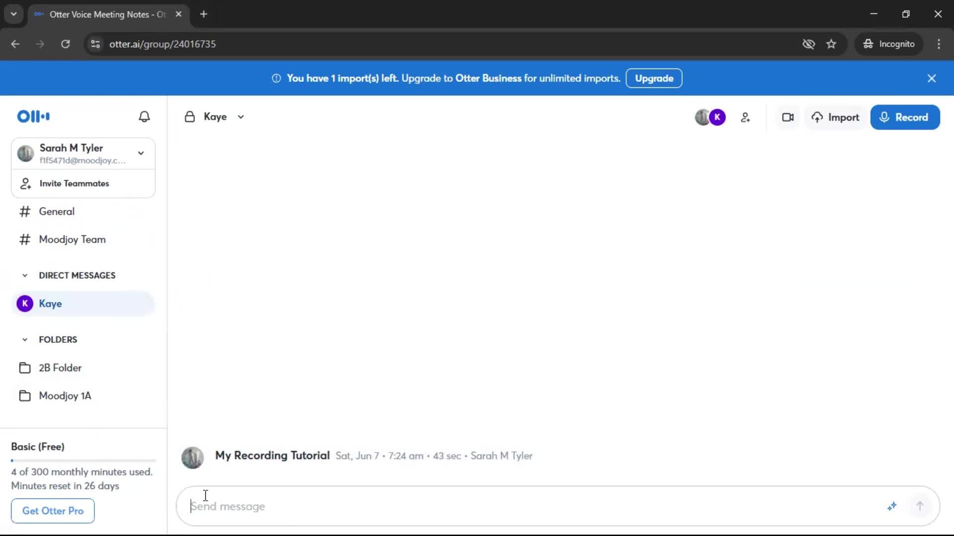 Sending messages screenshot