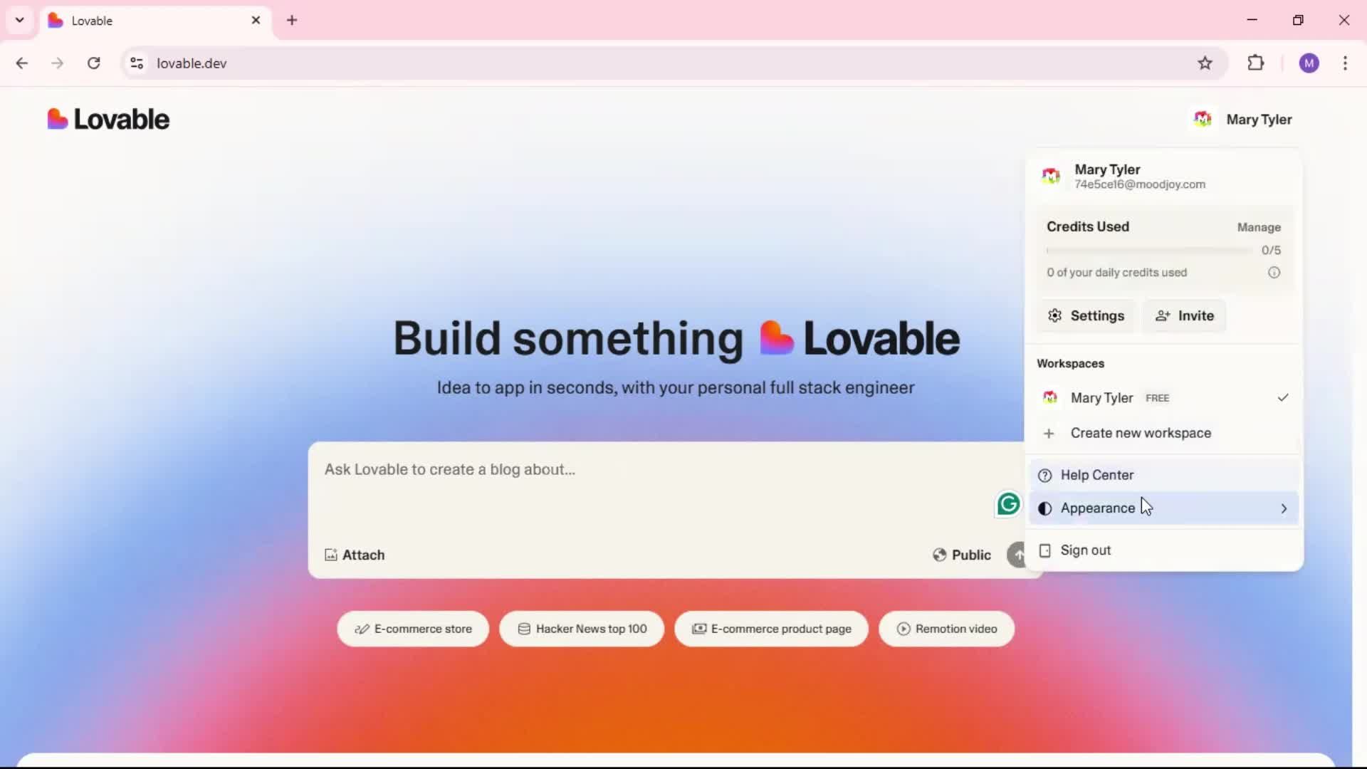 Customizing appearance screenshot