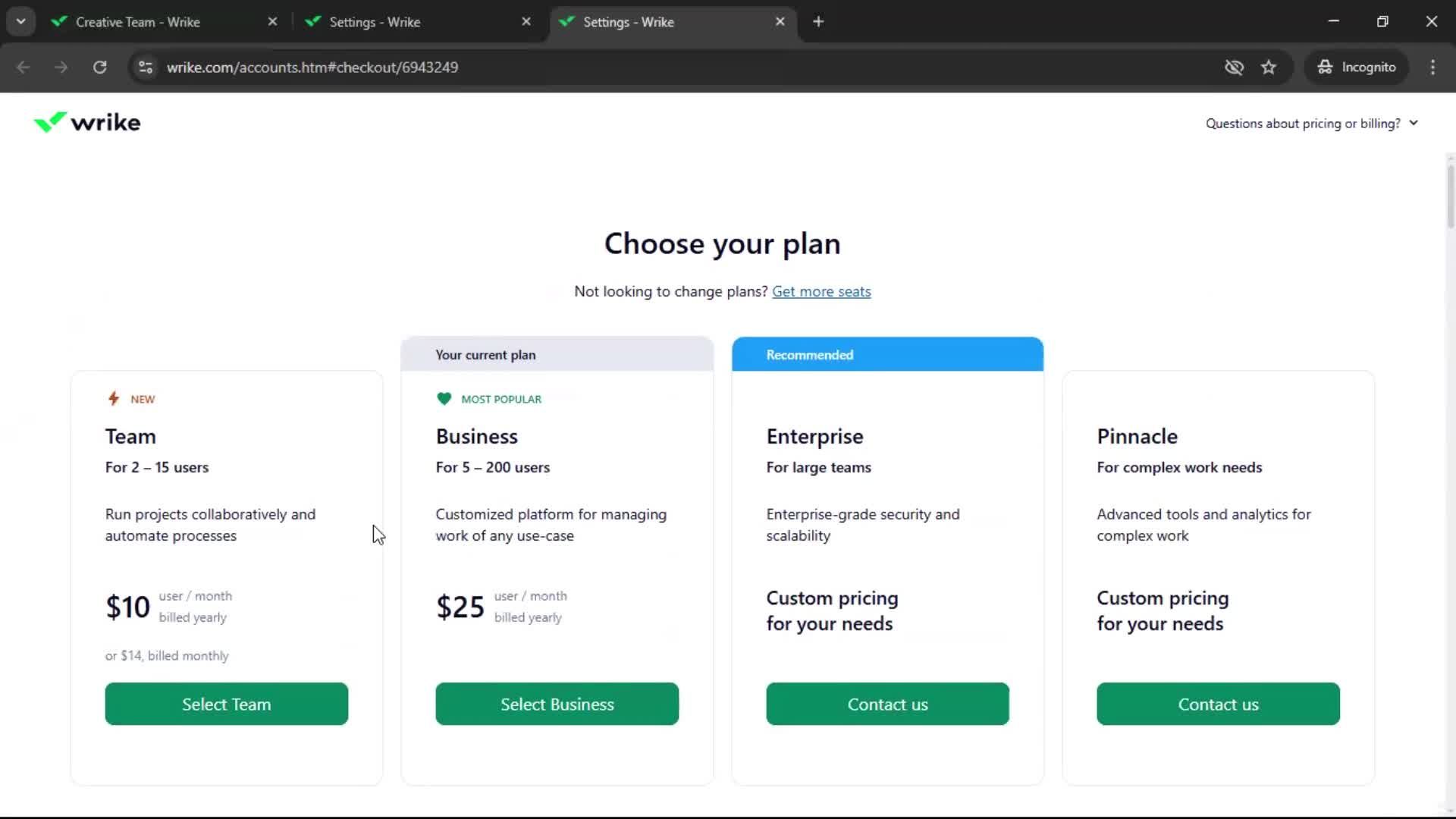 Downgrading your account screenshot