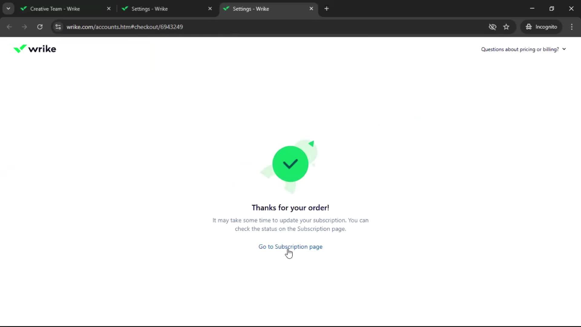 Downgrading your account screenshot