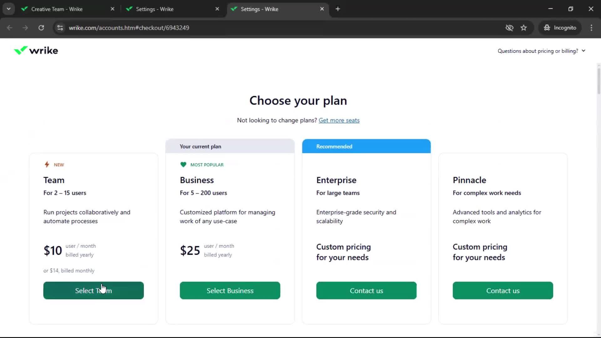 Downgrading your account screenshot