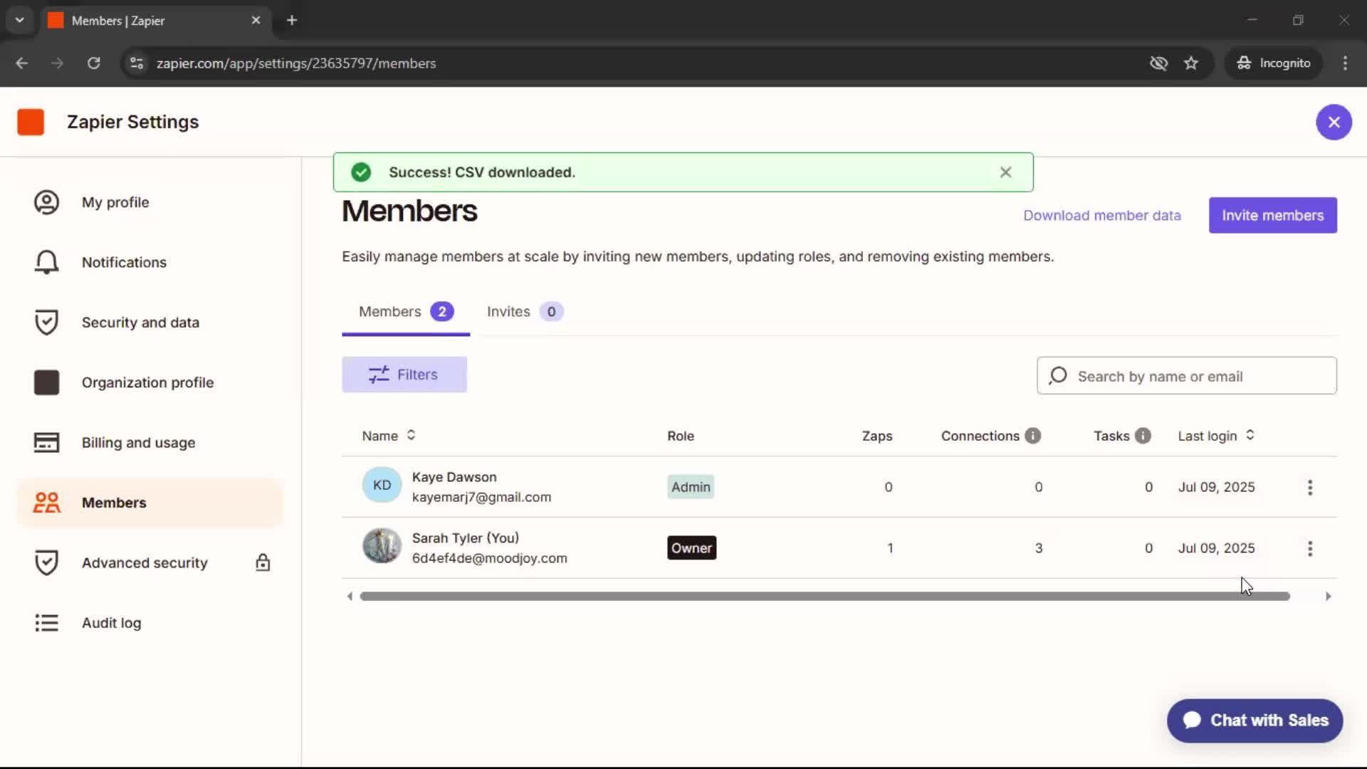 Downloading data screenshot