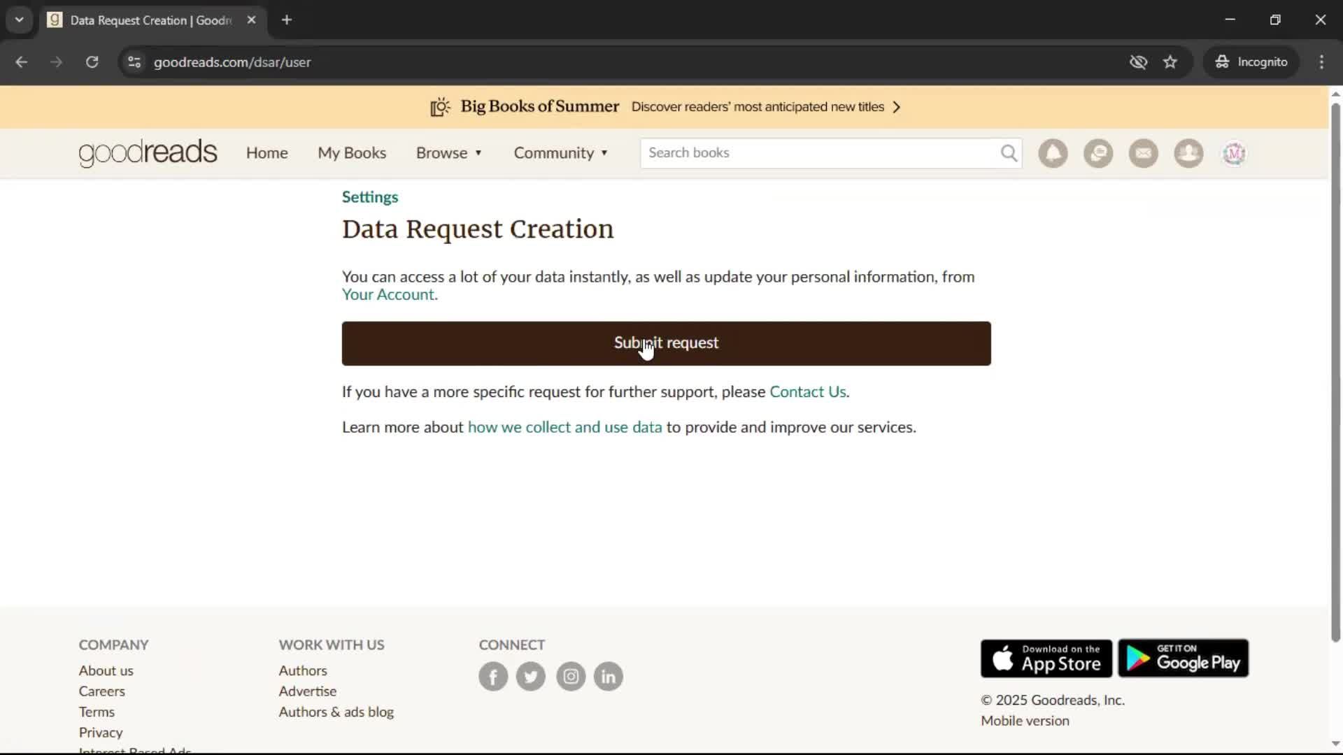 Downloading data screenshot