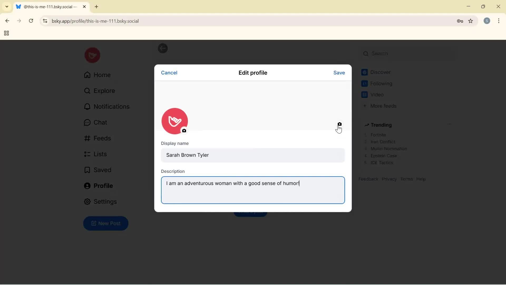 Updating your profile screenshot