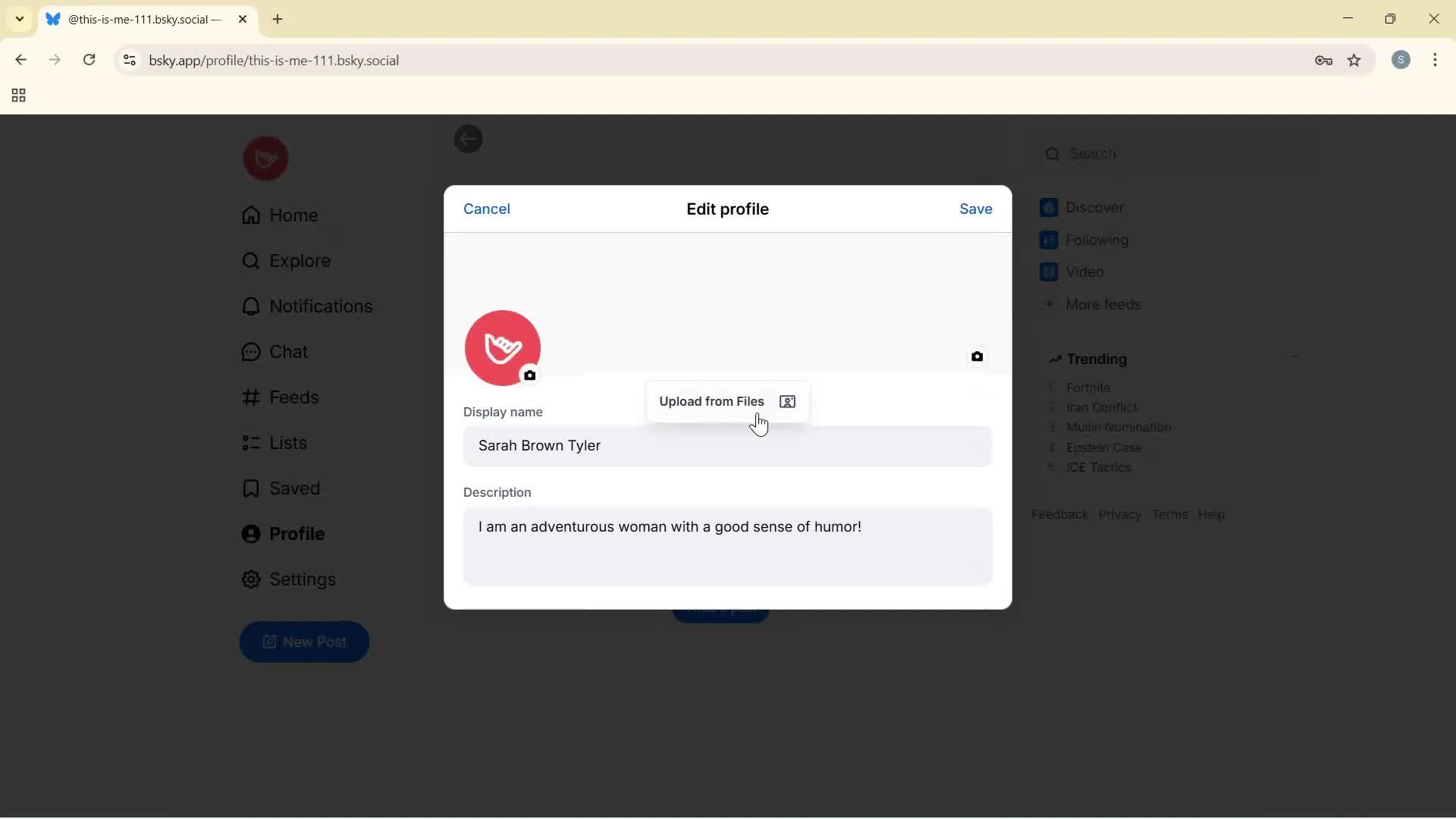 Updating your profile screenshot