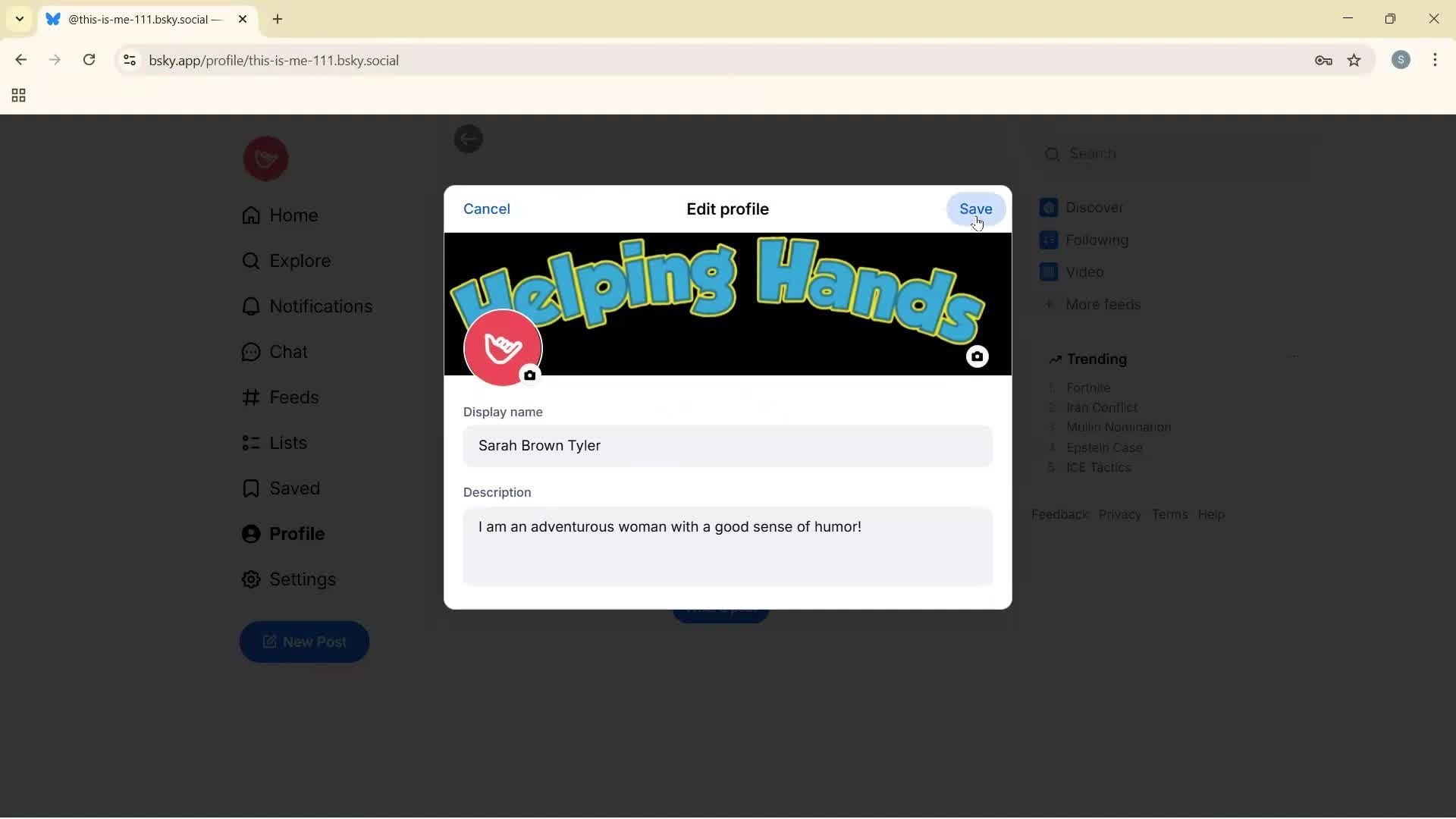 Updating your profile screenshot