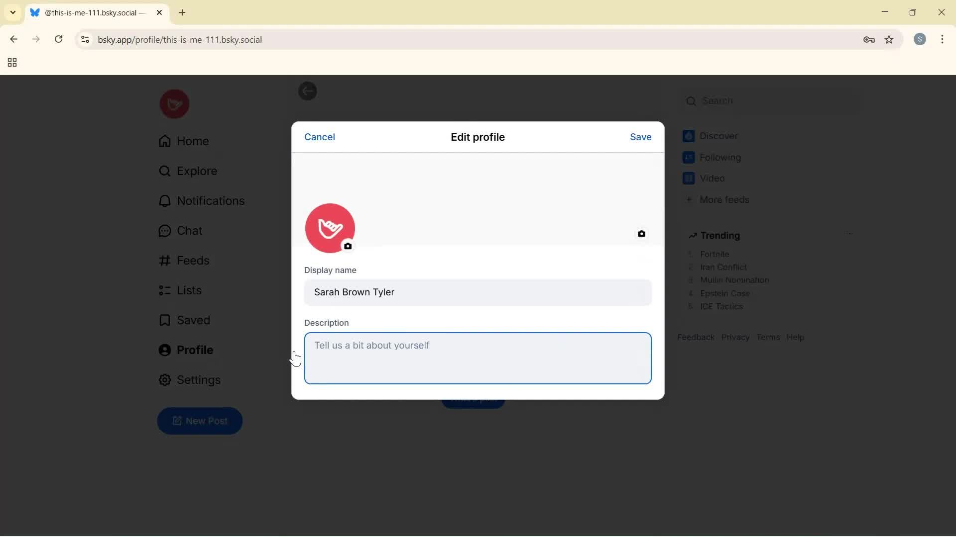 Updating your profile screenshot