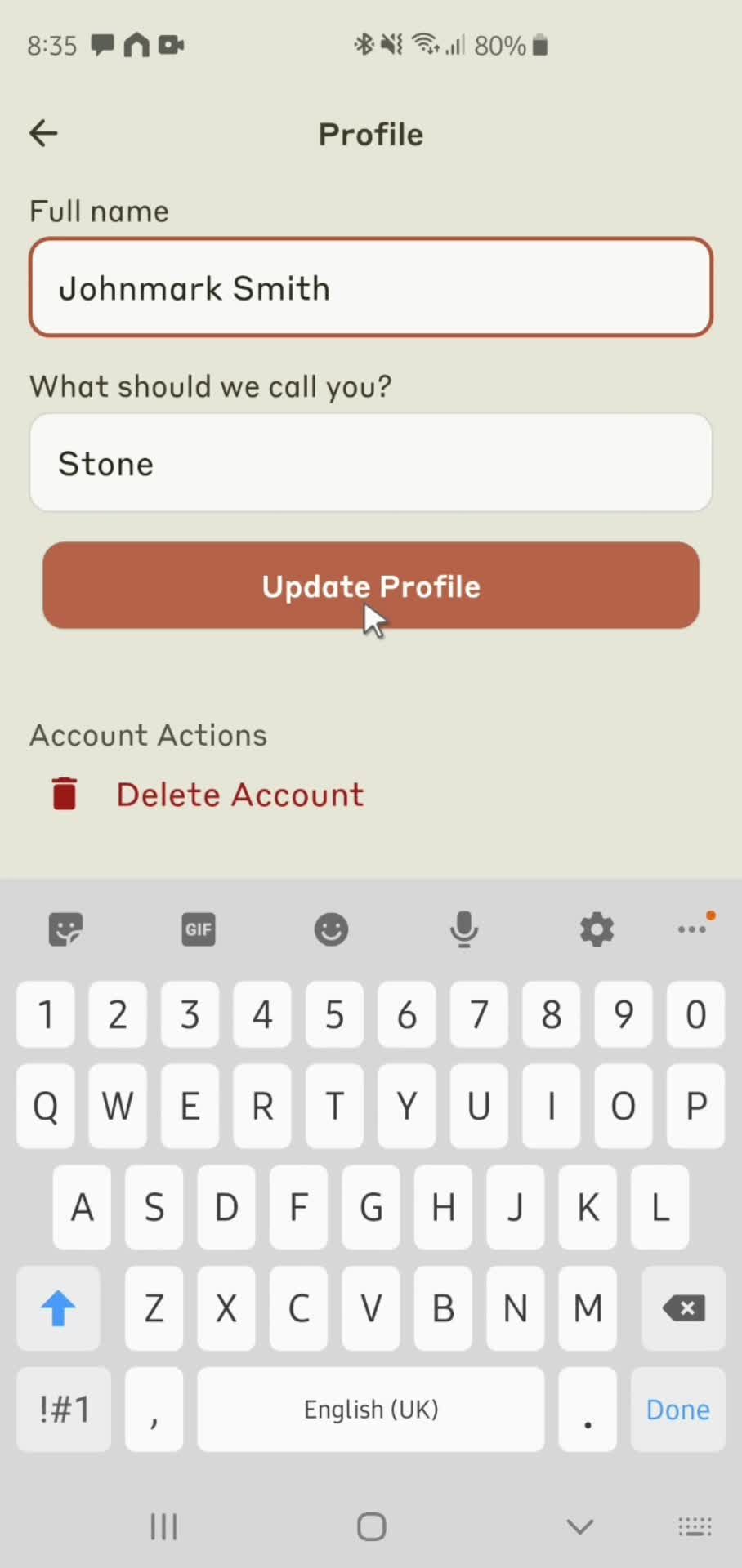 Updating your profile screenshot