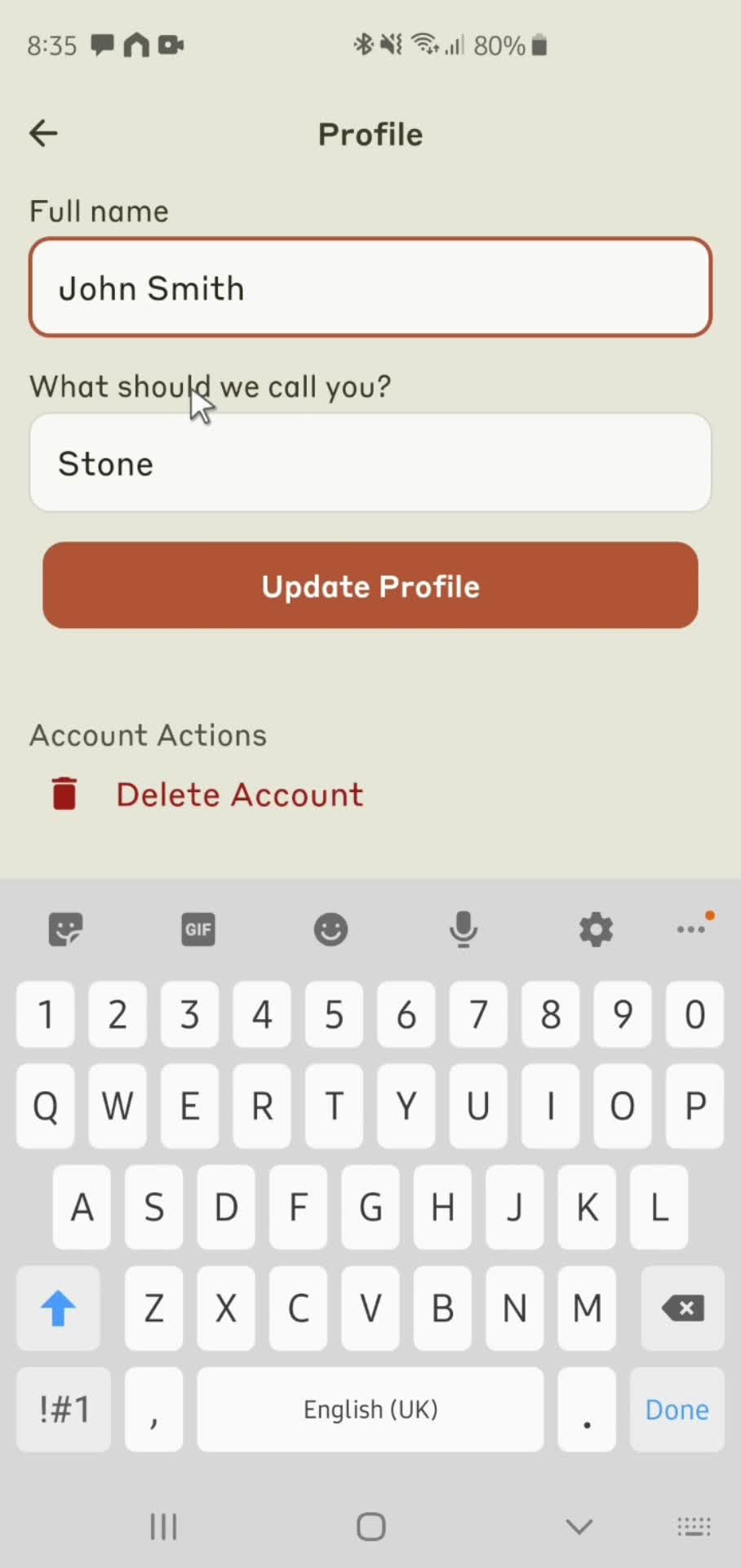 Updating your profile screenshot