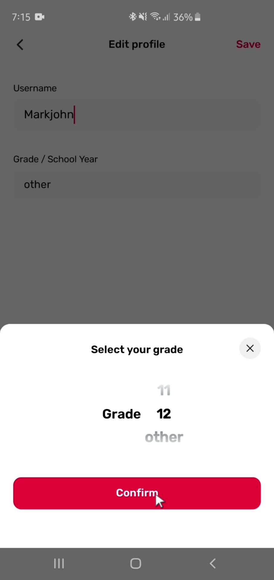 Updating your profile screenshot