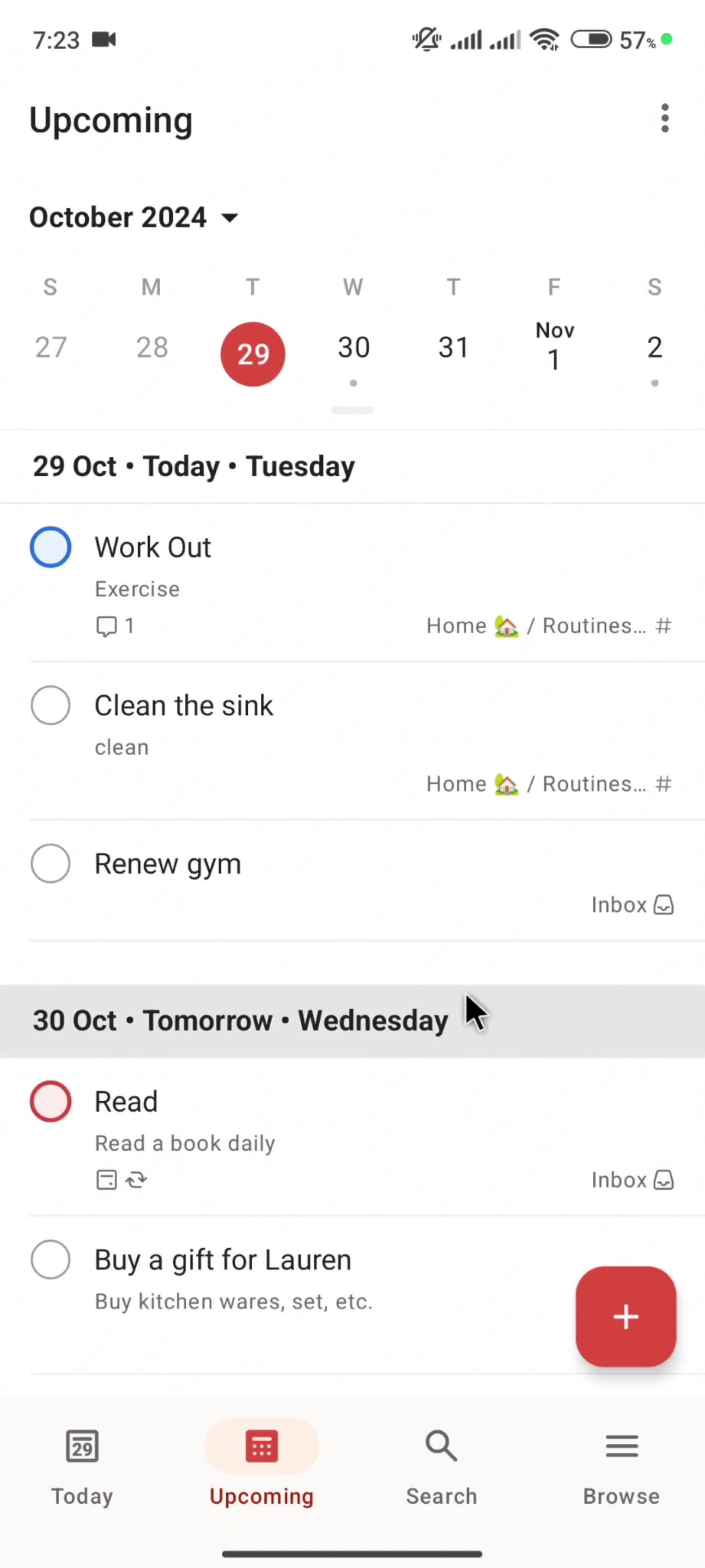 Editing a task screenshot