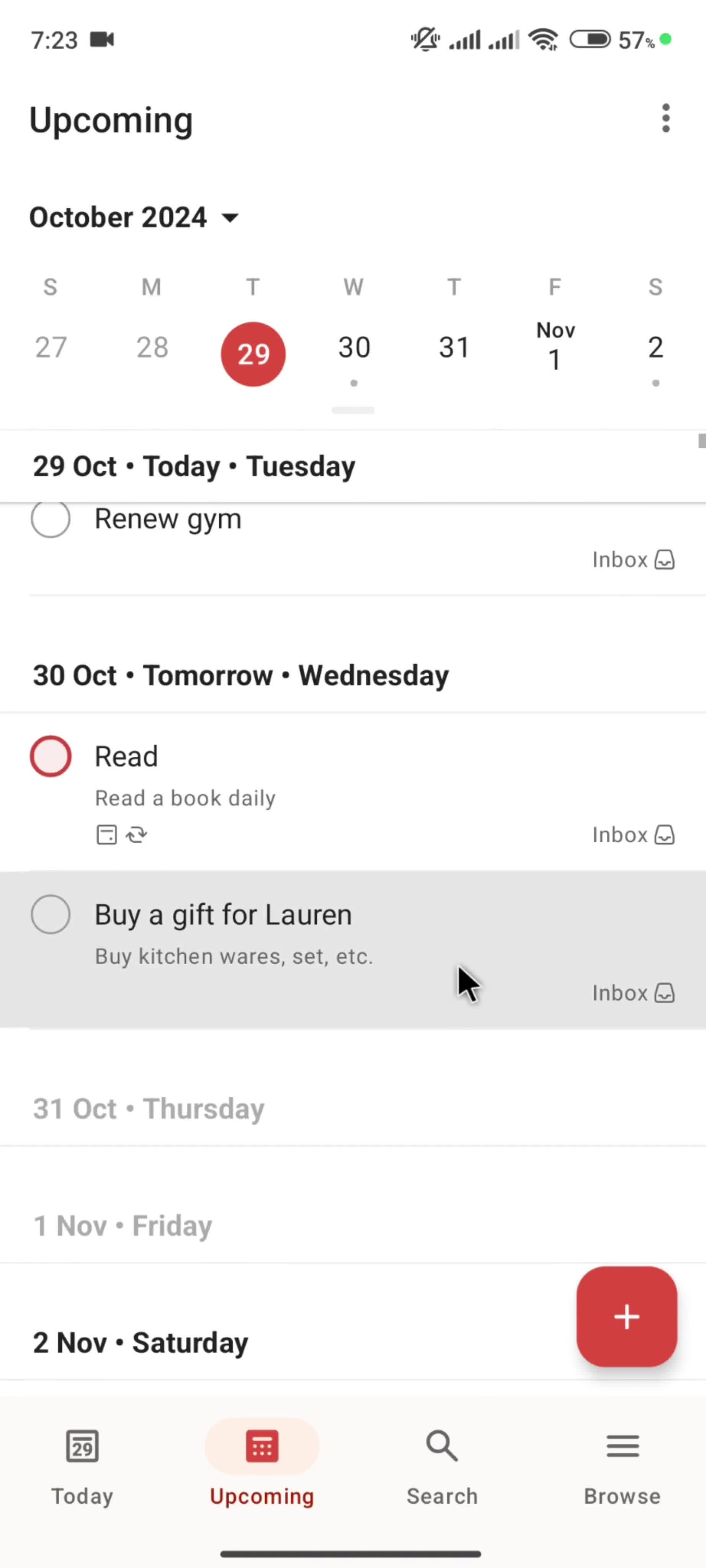 Editing a task screenshot