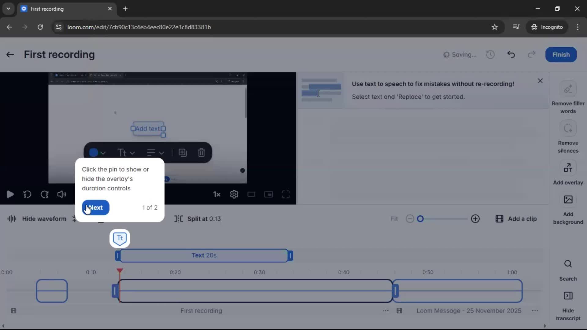 Editing a video screenshot