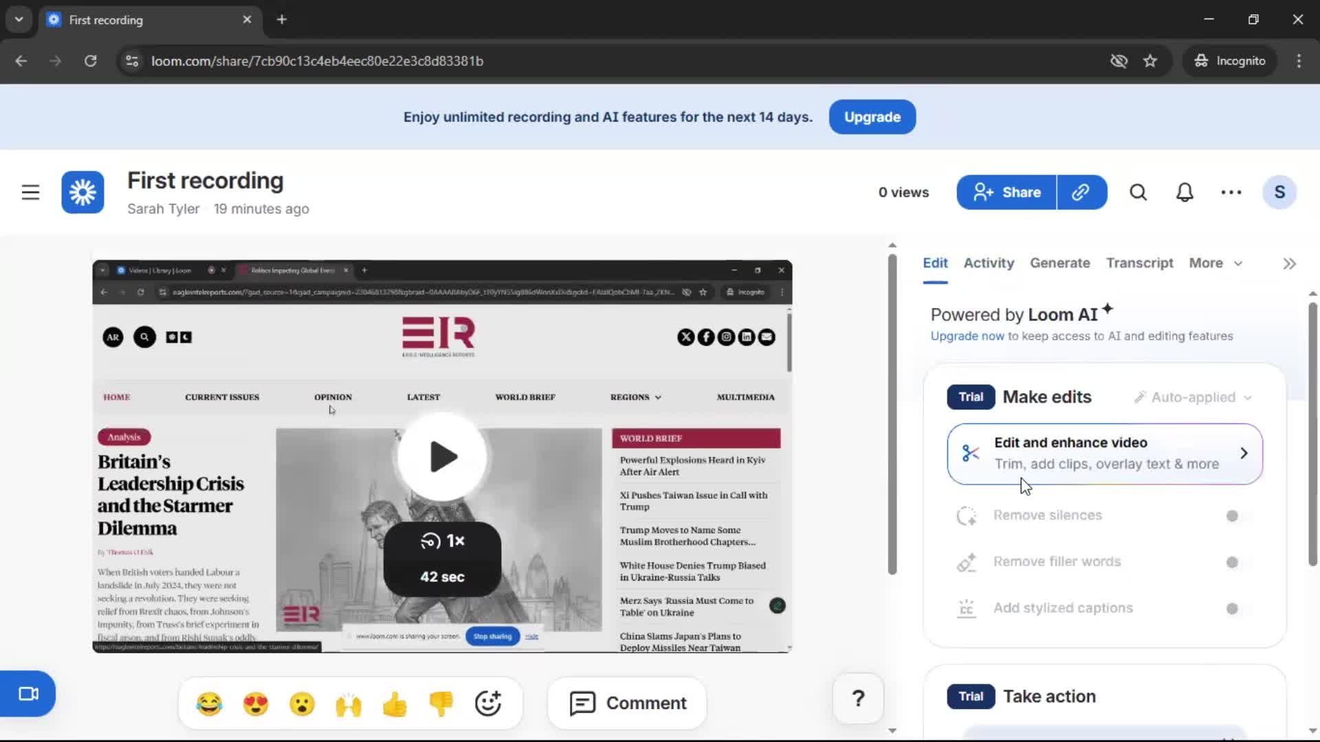 Editing a video screenshot