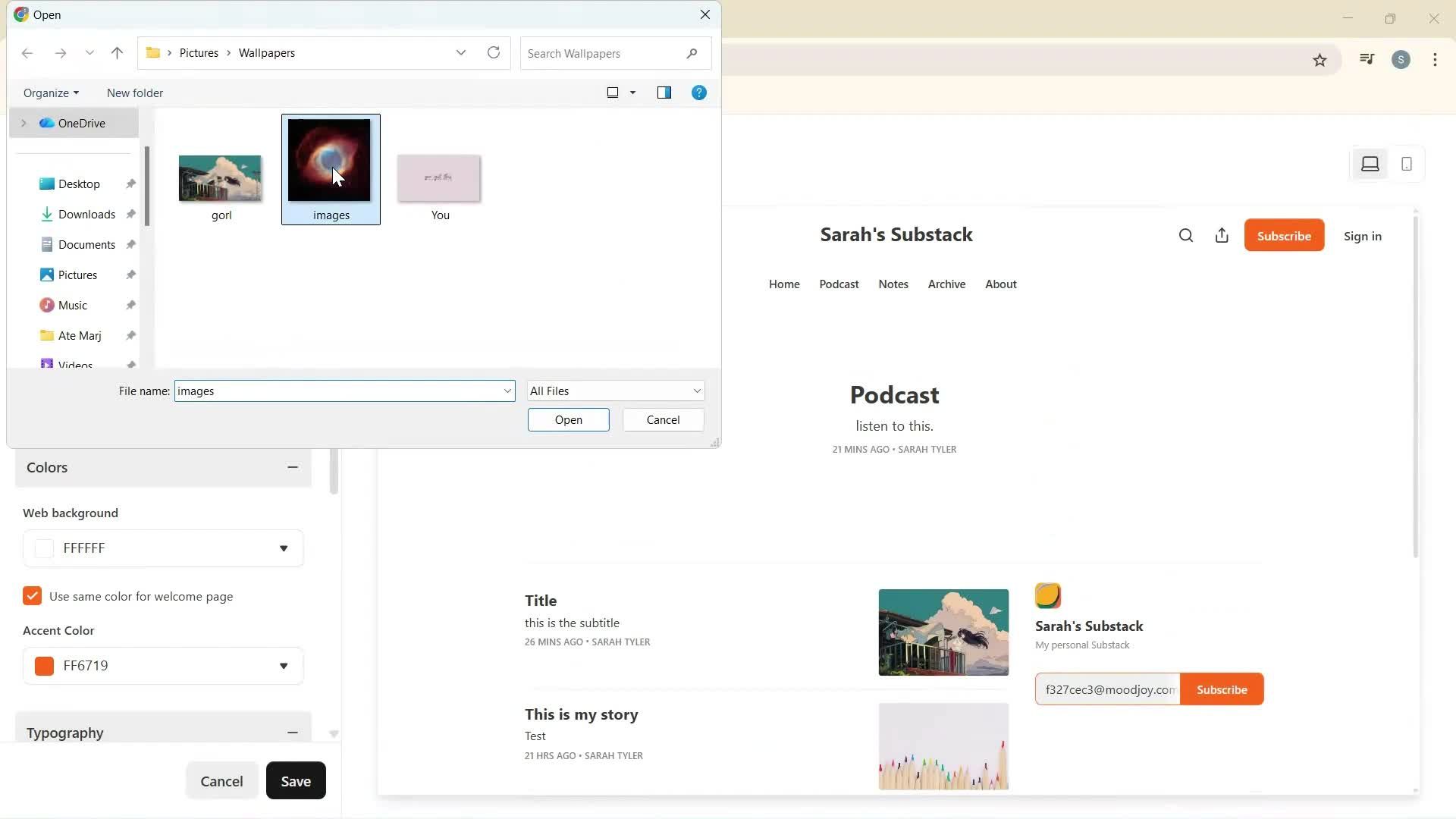 Customization settings screenshot