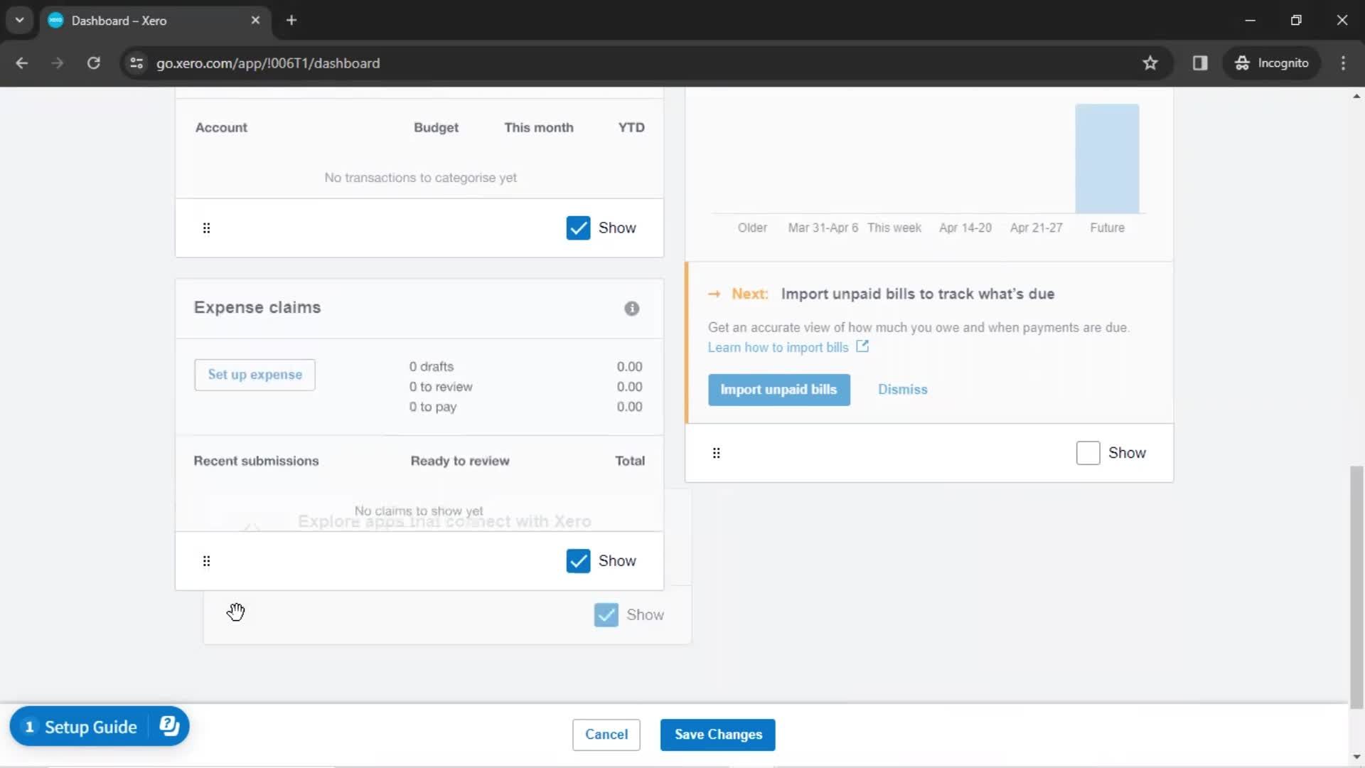 Editing dashboard screenshot