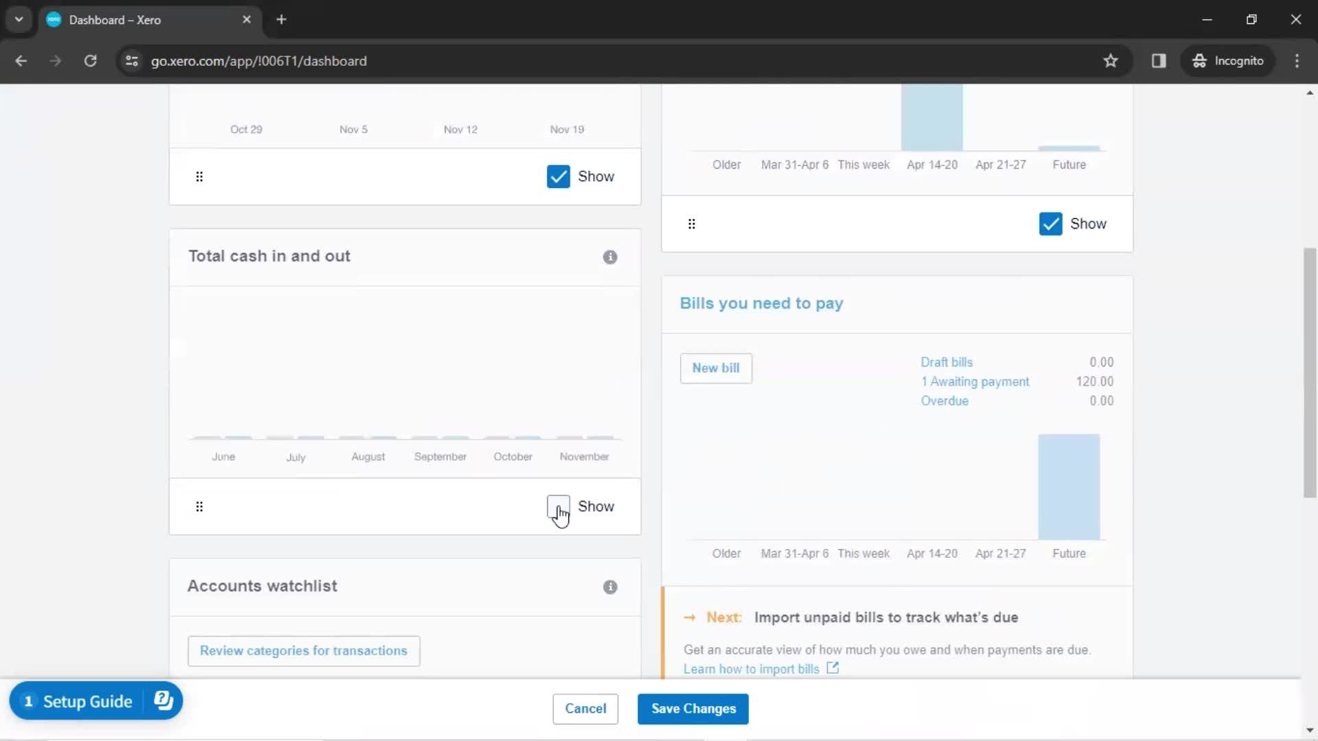 Editing dashboard screenshot