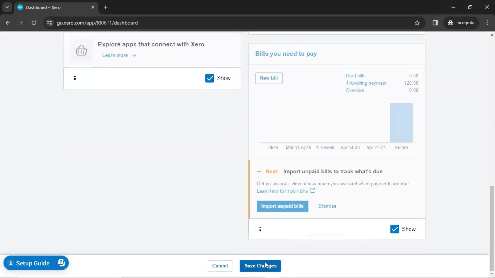 Editing dashboard screenshot