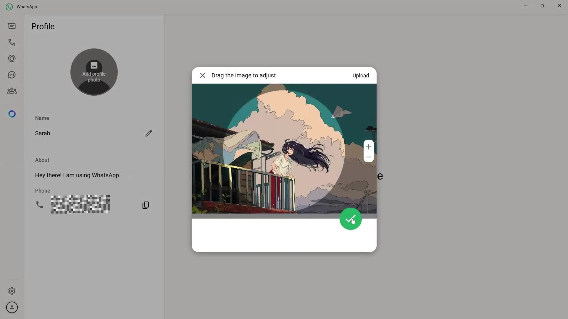 Updating your profile screenshot