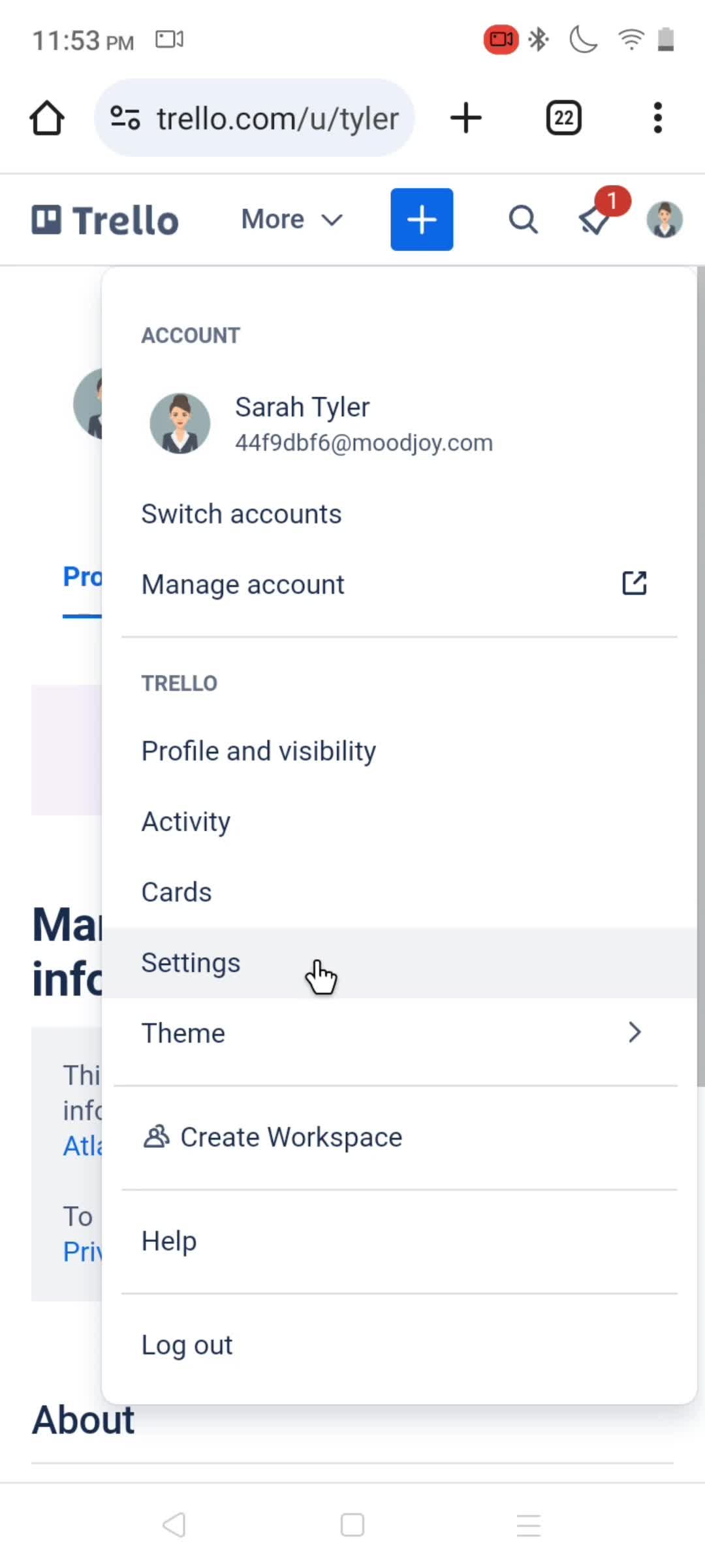 Email notification settings screenshot