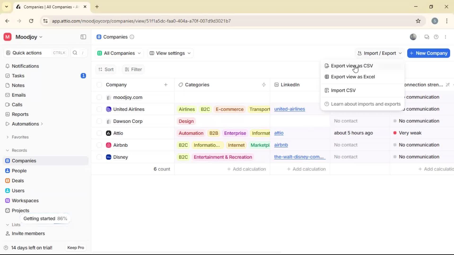 Exporting data on Attio video thumbnail