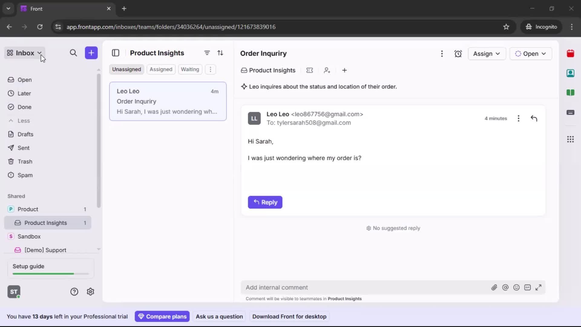 Exporting data screenshot