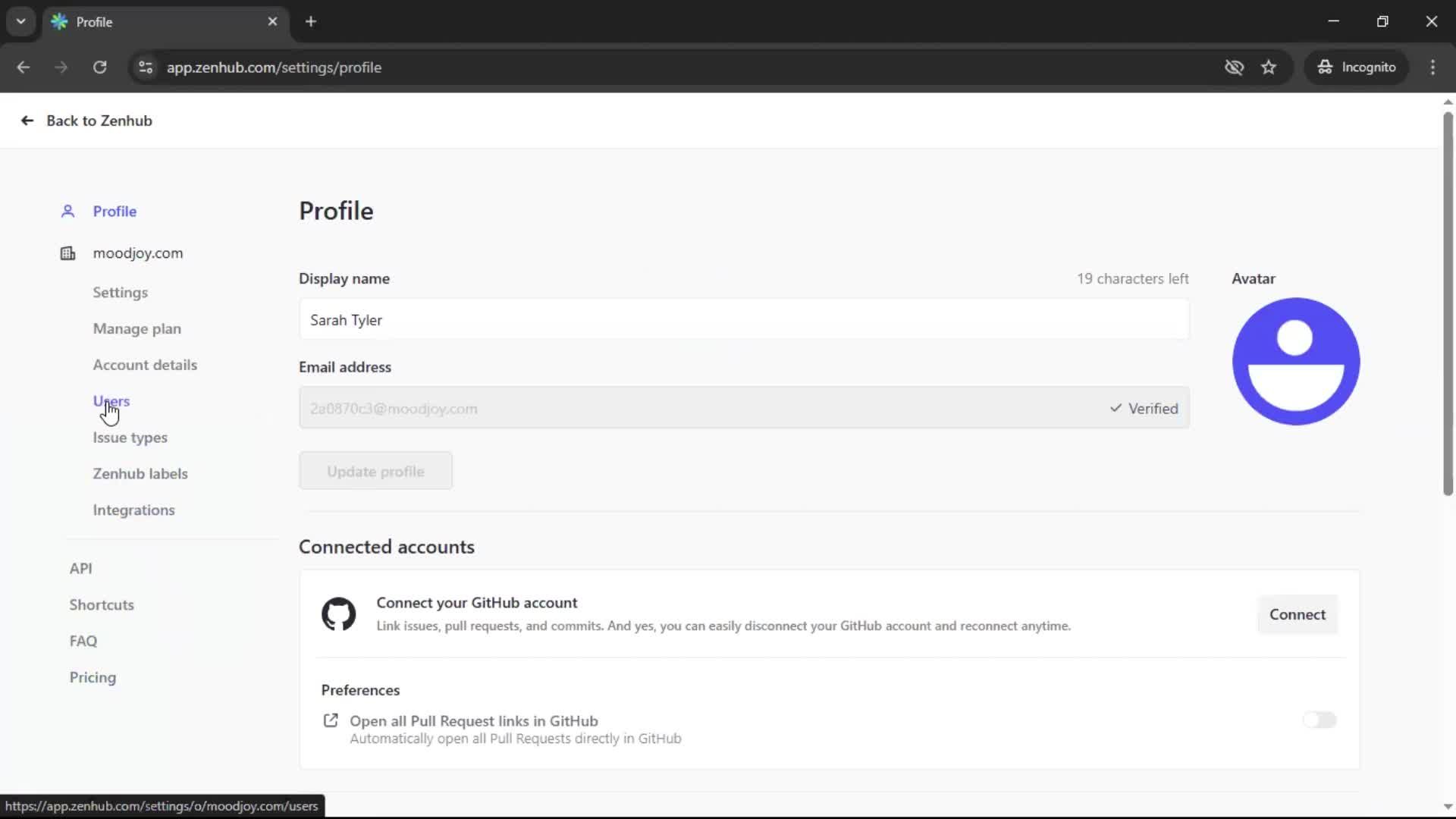 Exporting data screenshot