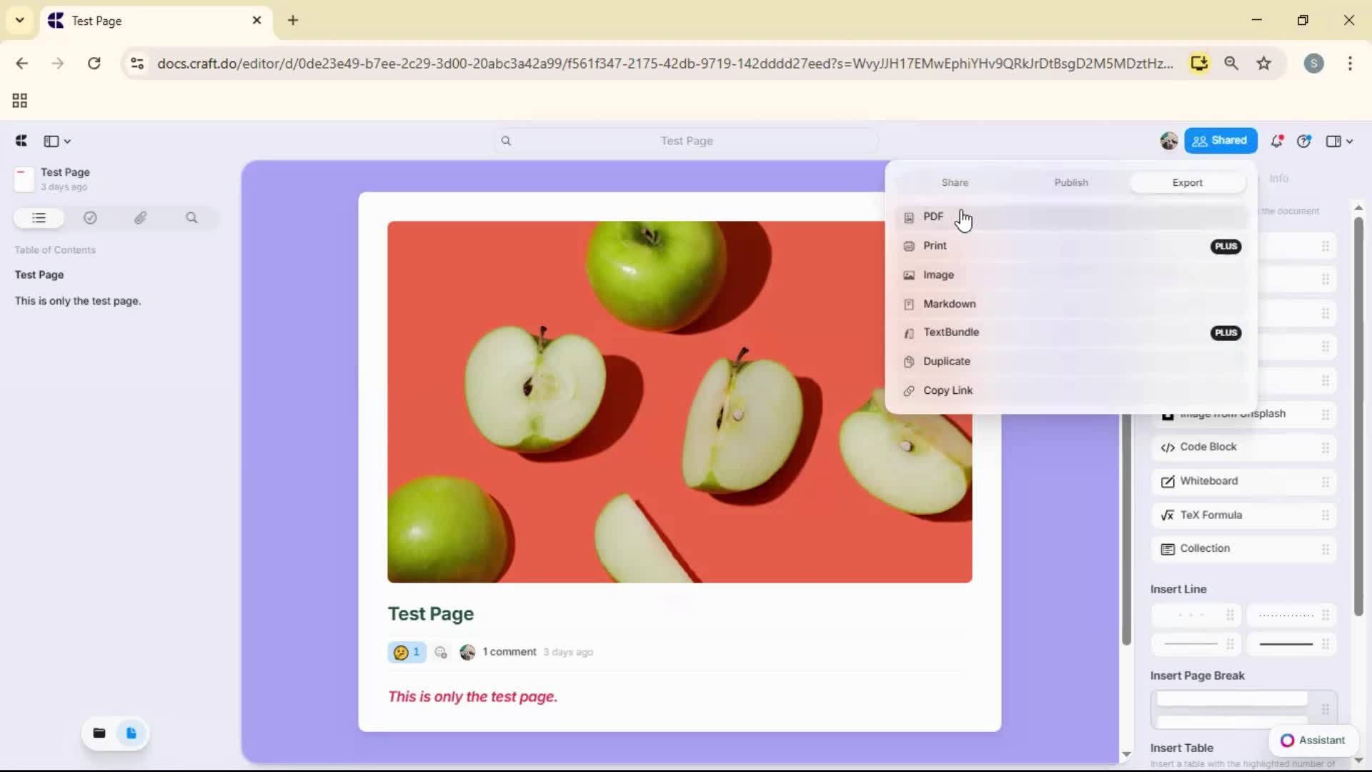 Exporting data screenshot