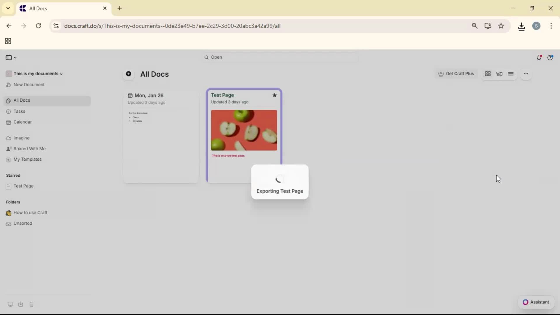 Exporting data screenshot