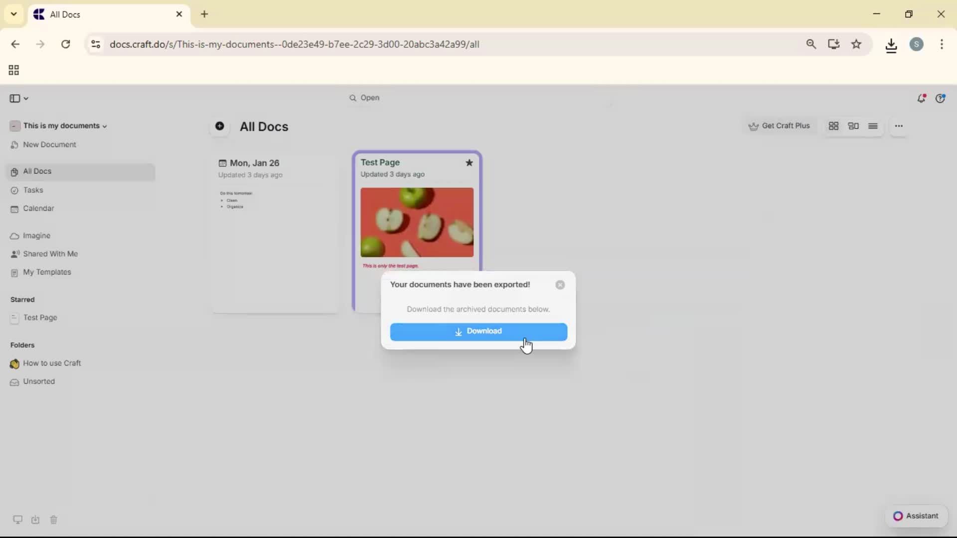 Exporting data screenshot