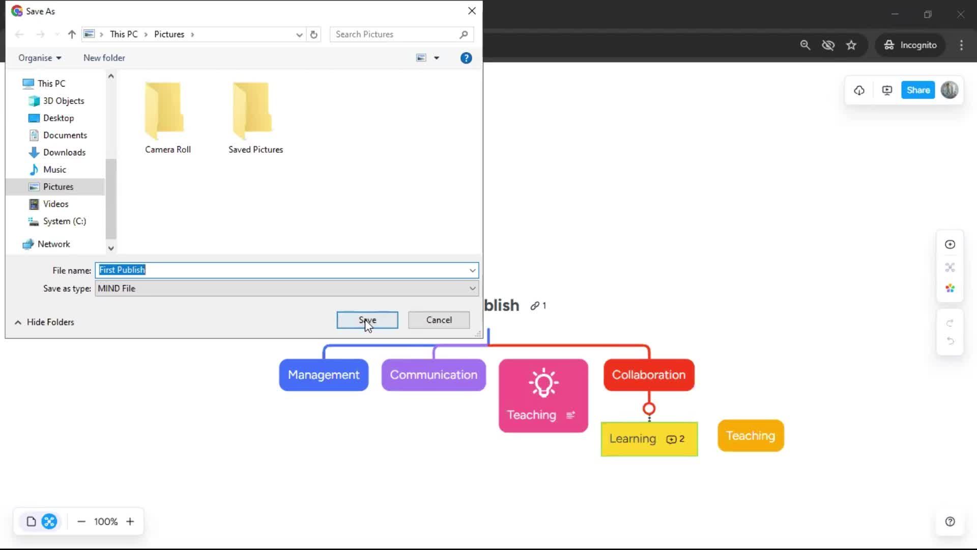 Exporting data screenshot