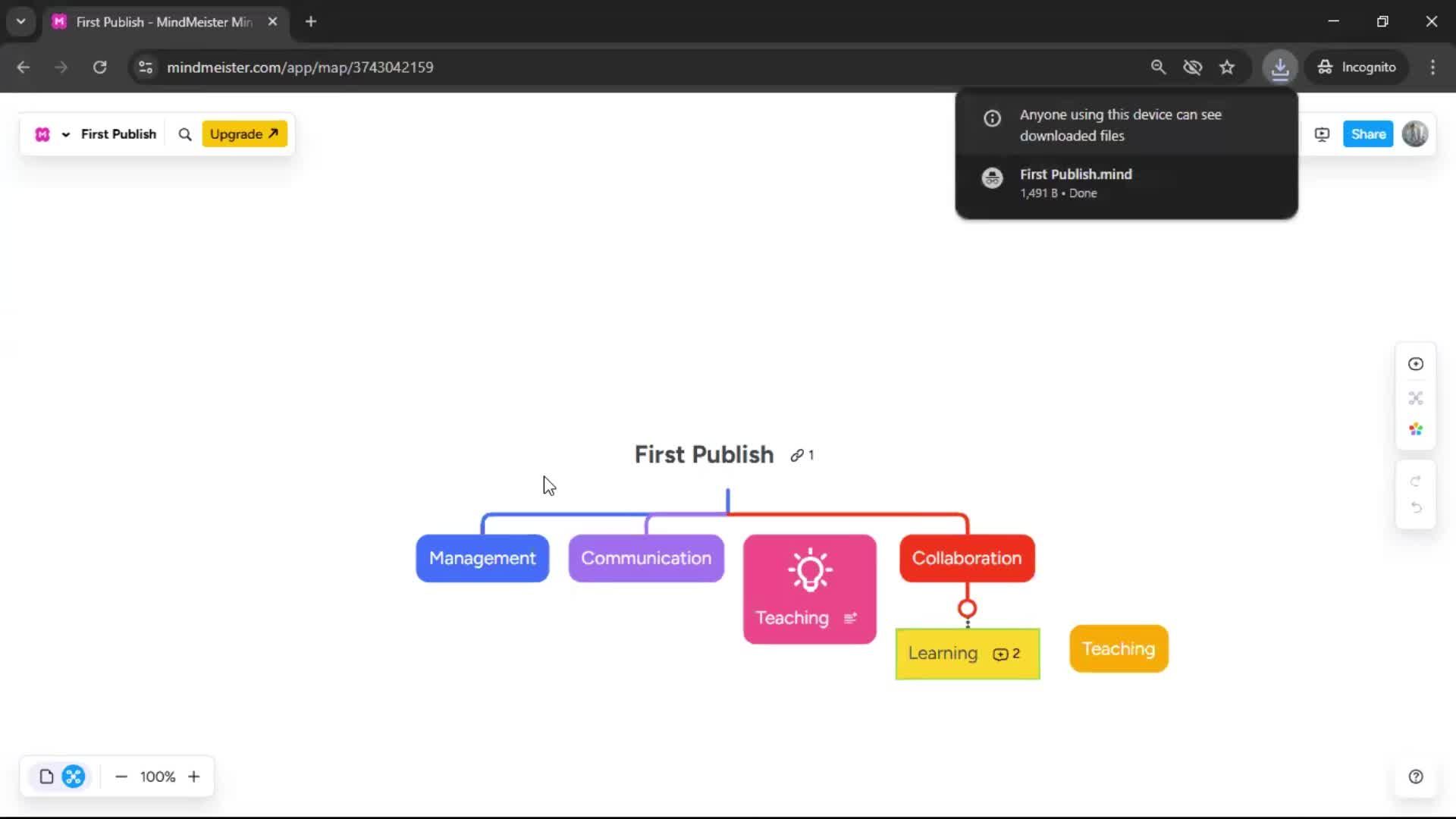 Exporting data screenshot
