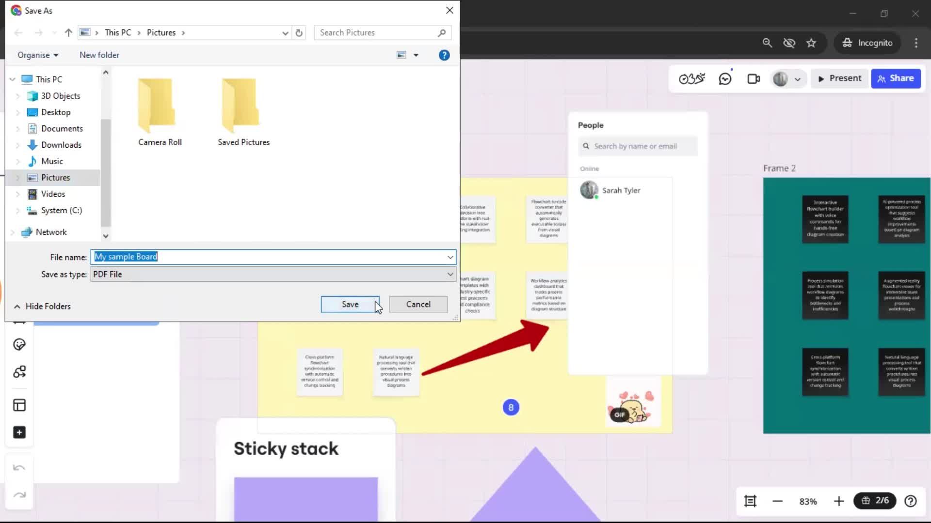 Exporting data screenshot